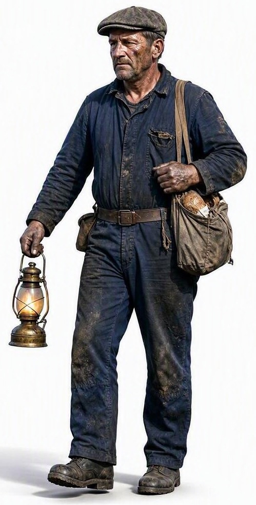 Slate Miner With Oil Lamp And Food Bag 2 Figure G Scale & LGB