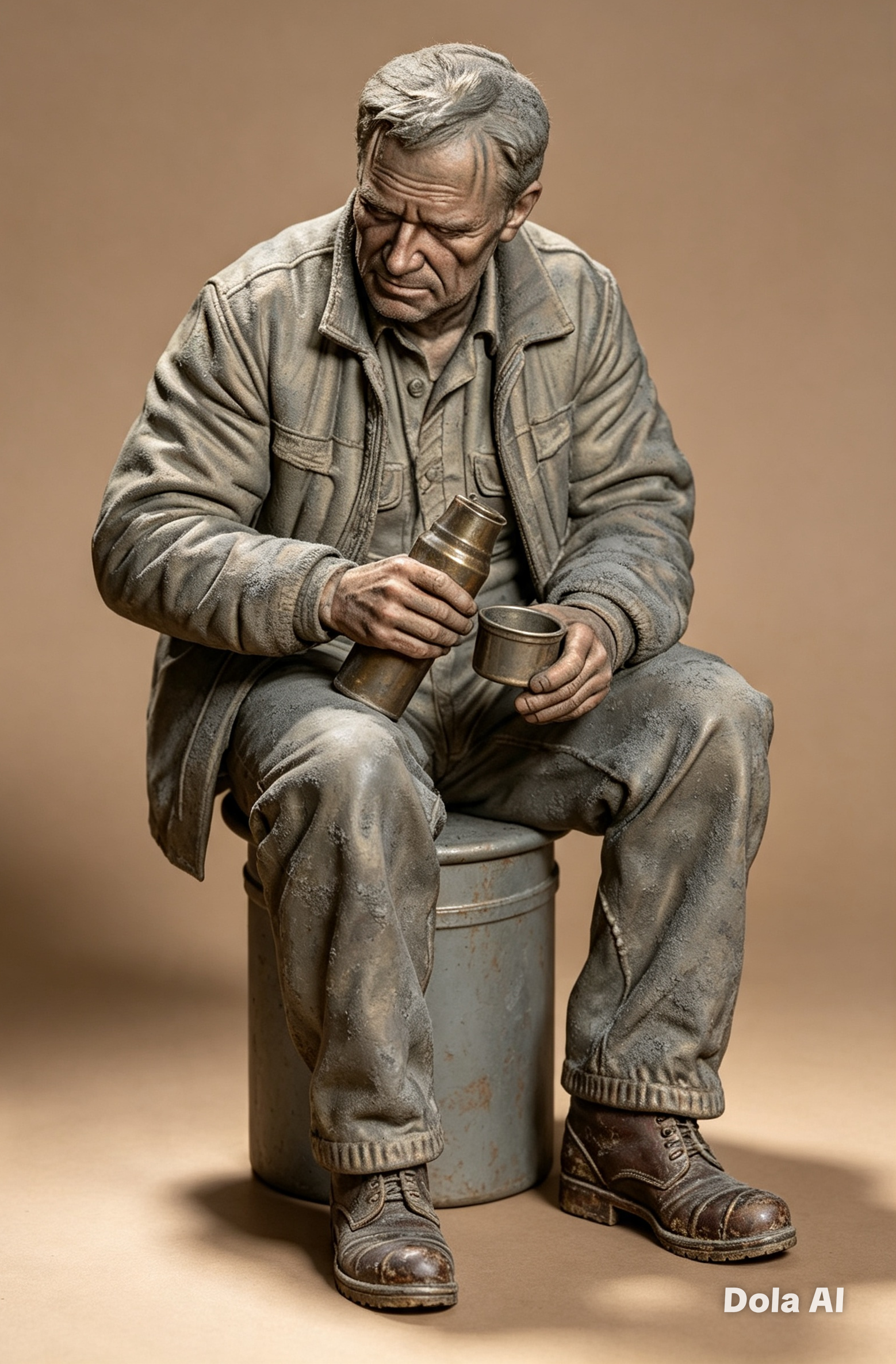 Slate Miner Sitting With Flask And Cup Figure G Scale & LGB