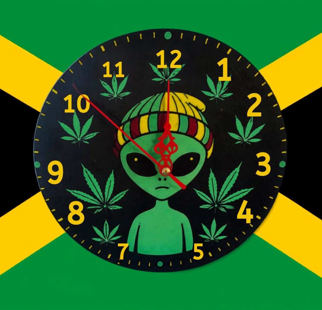 Rasta Alien Clock
