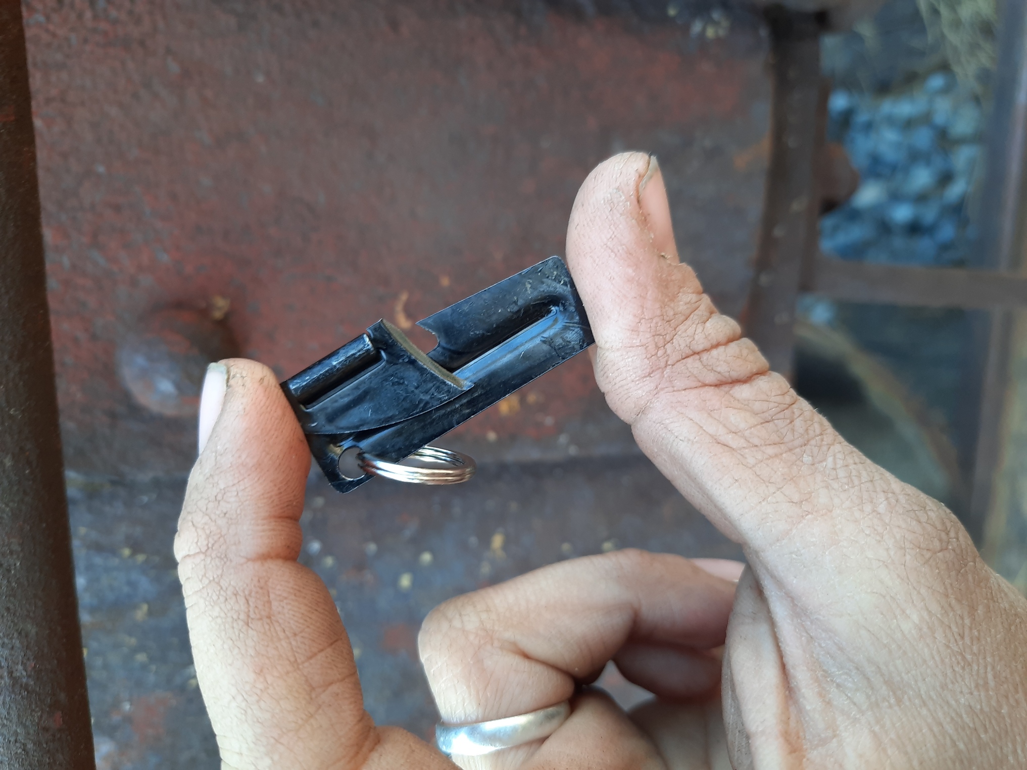 Black P-38 Can Opener and Keychain