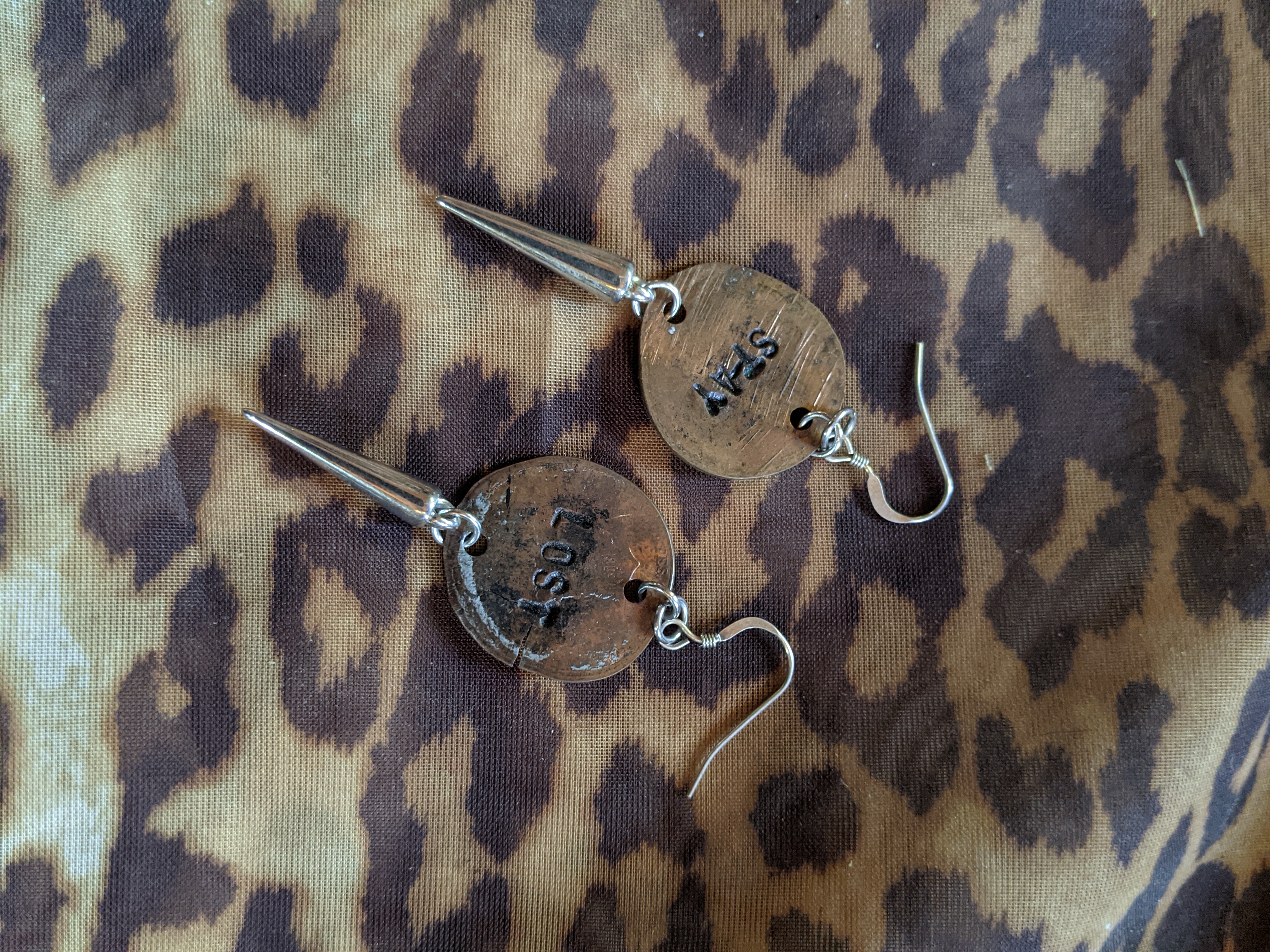 Stay Lost smashed penny earrings with sterling silver hooks