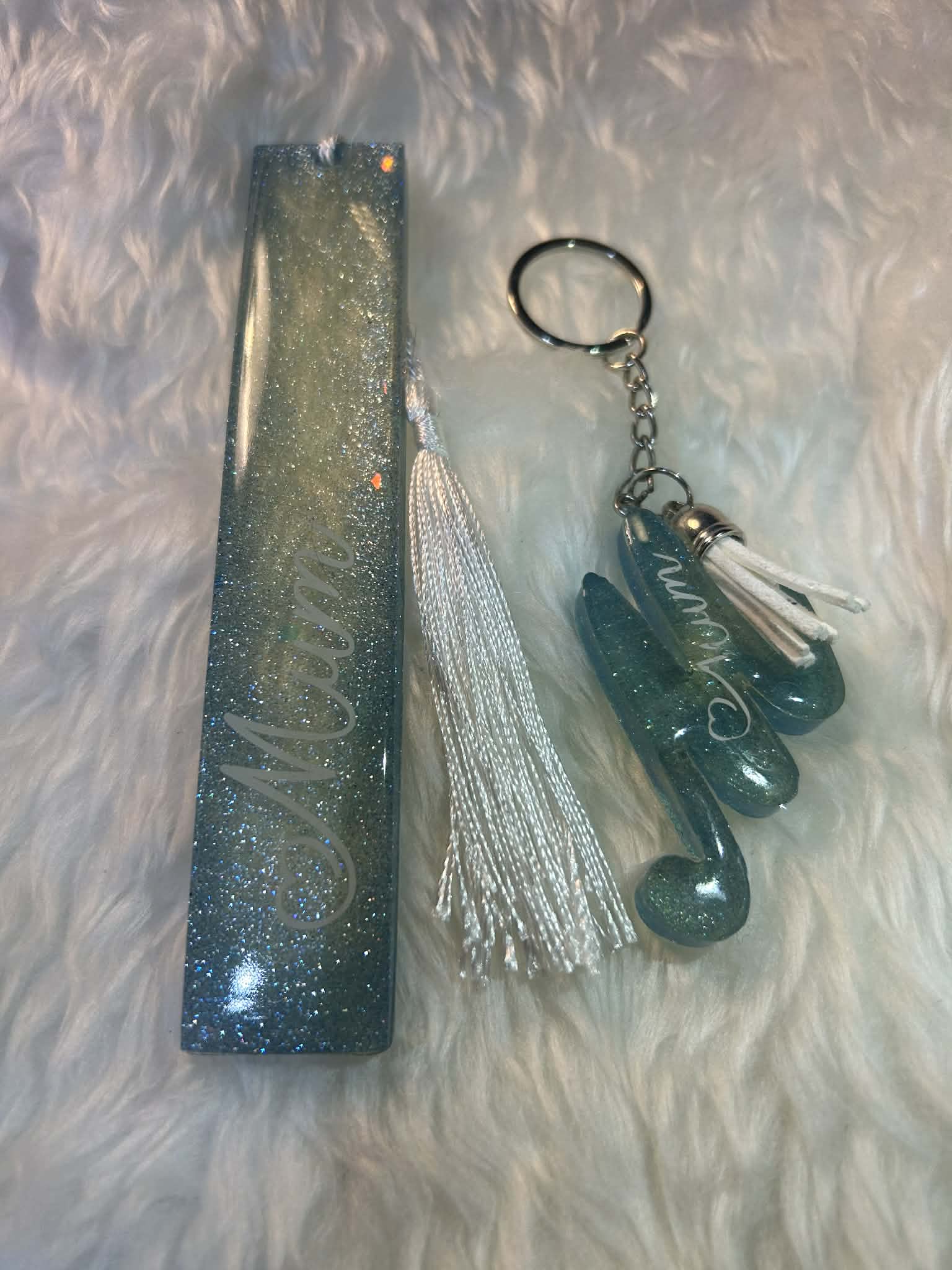 Handmade Resin Bookmark & Keyring 'Mum'