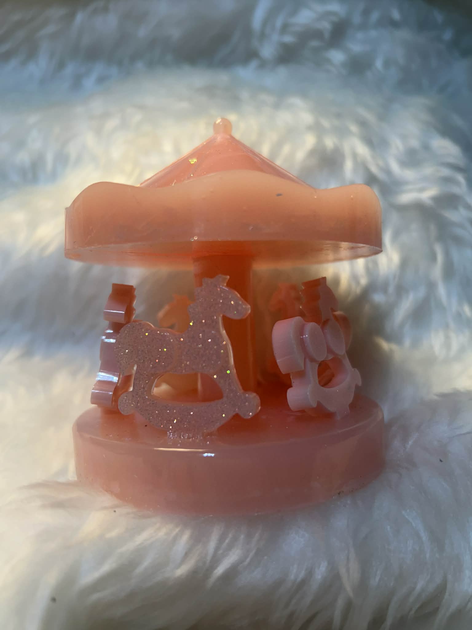 Pink Resin Carousel Decor