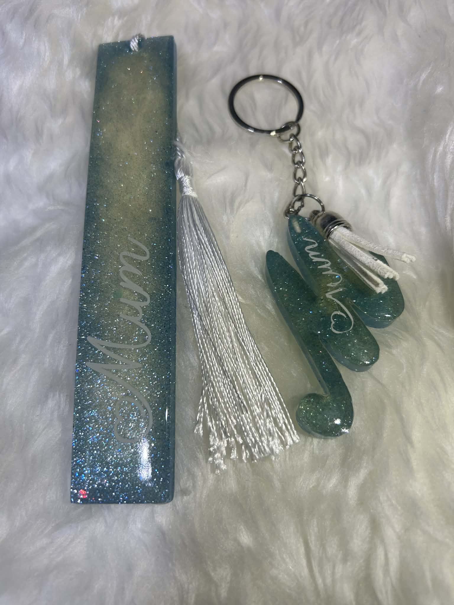 Handmade Resin Bookmark & Keyring 'Mum'
