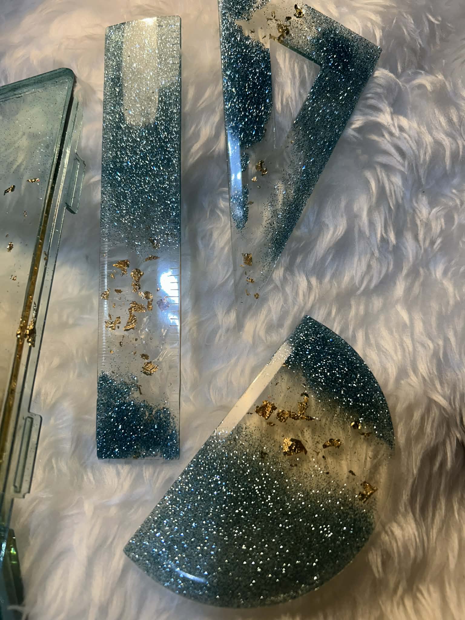 Handmade Resin Pencil Box & Geometry Set