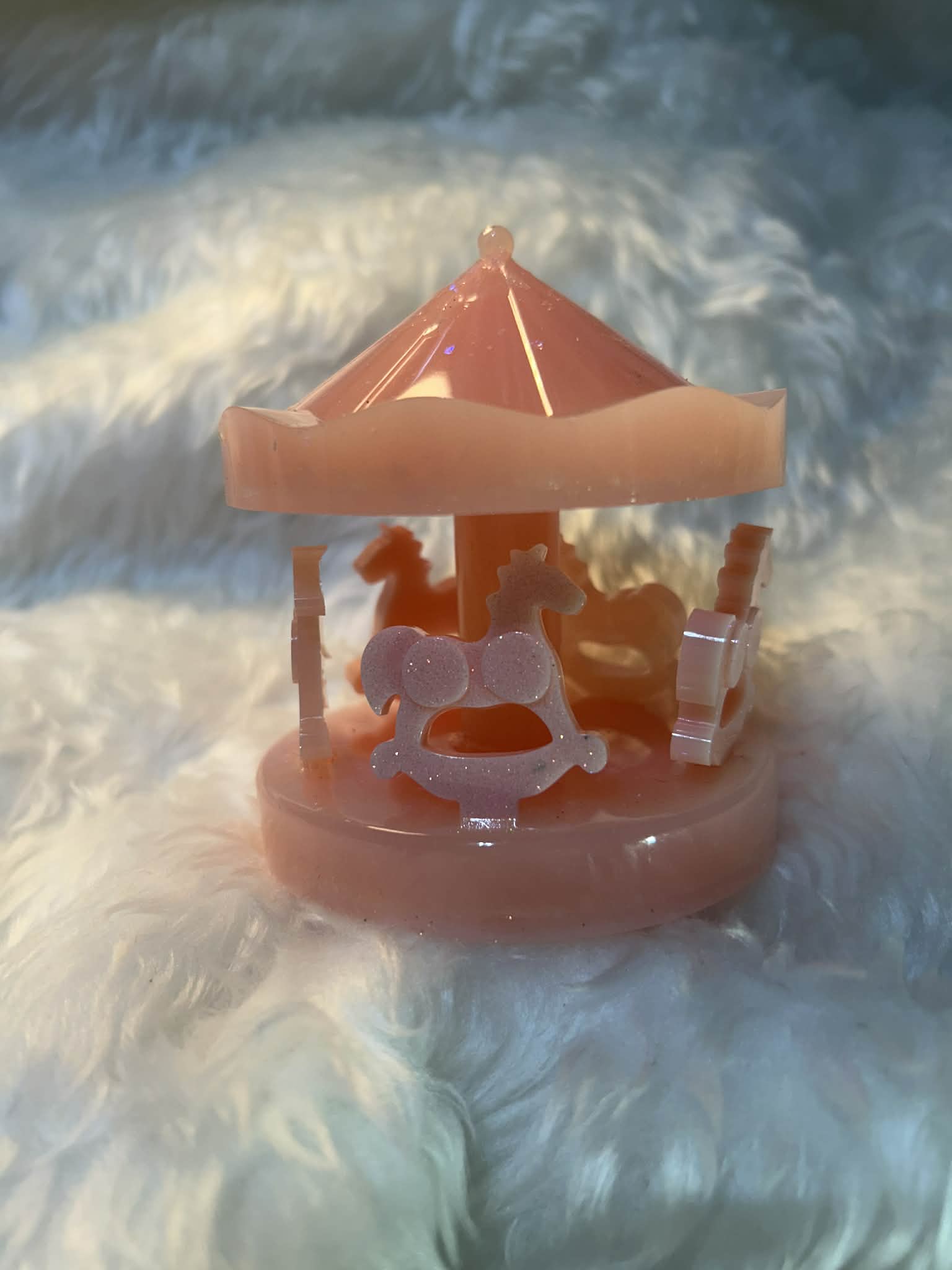 Pink Resin Carousel Decor