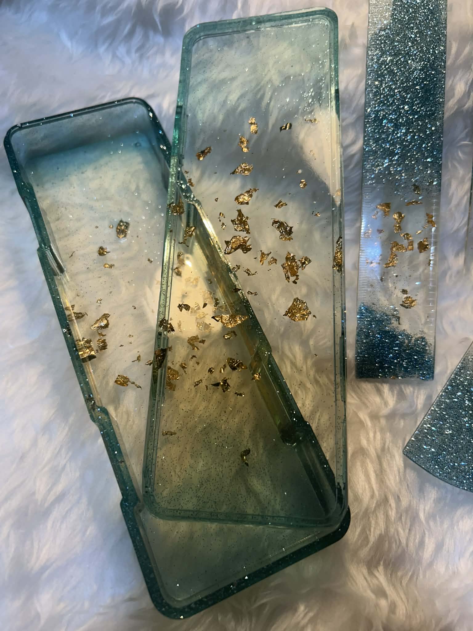 Handmade Resin Pencil Box & Geometry Set
