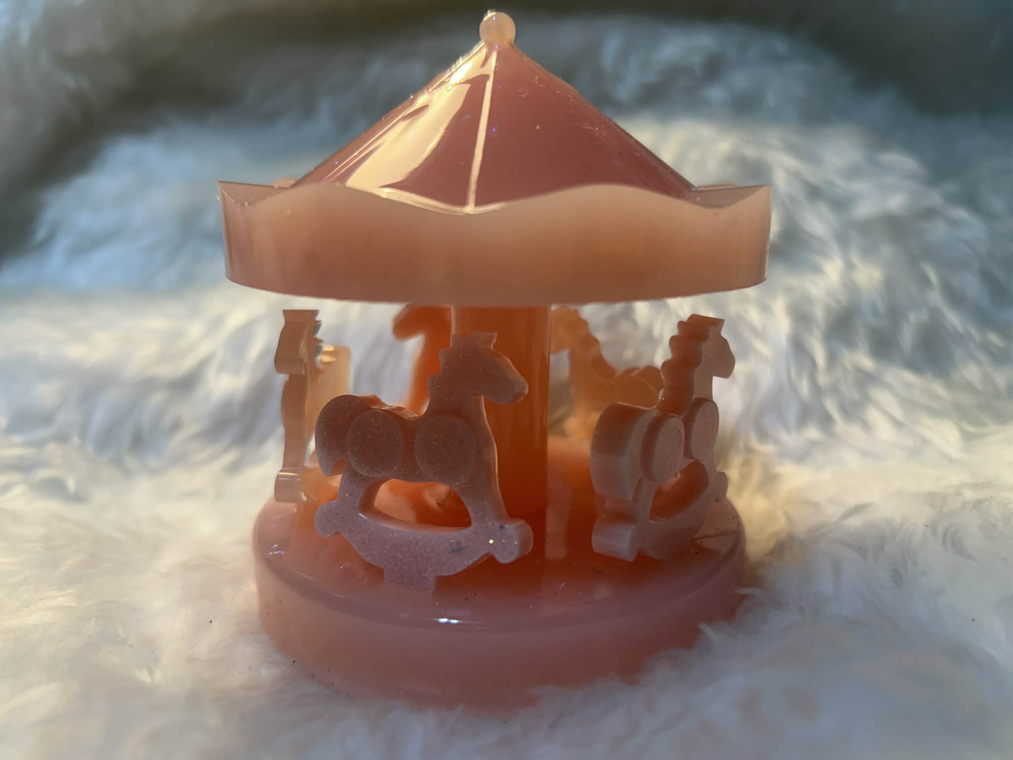 Pink Resin Carousel Decor