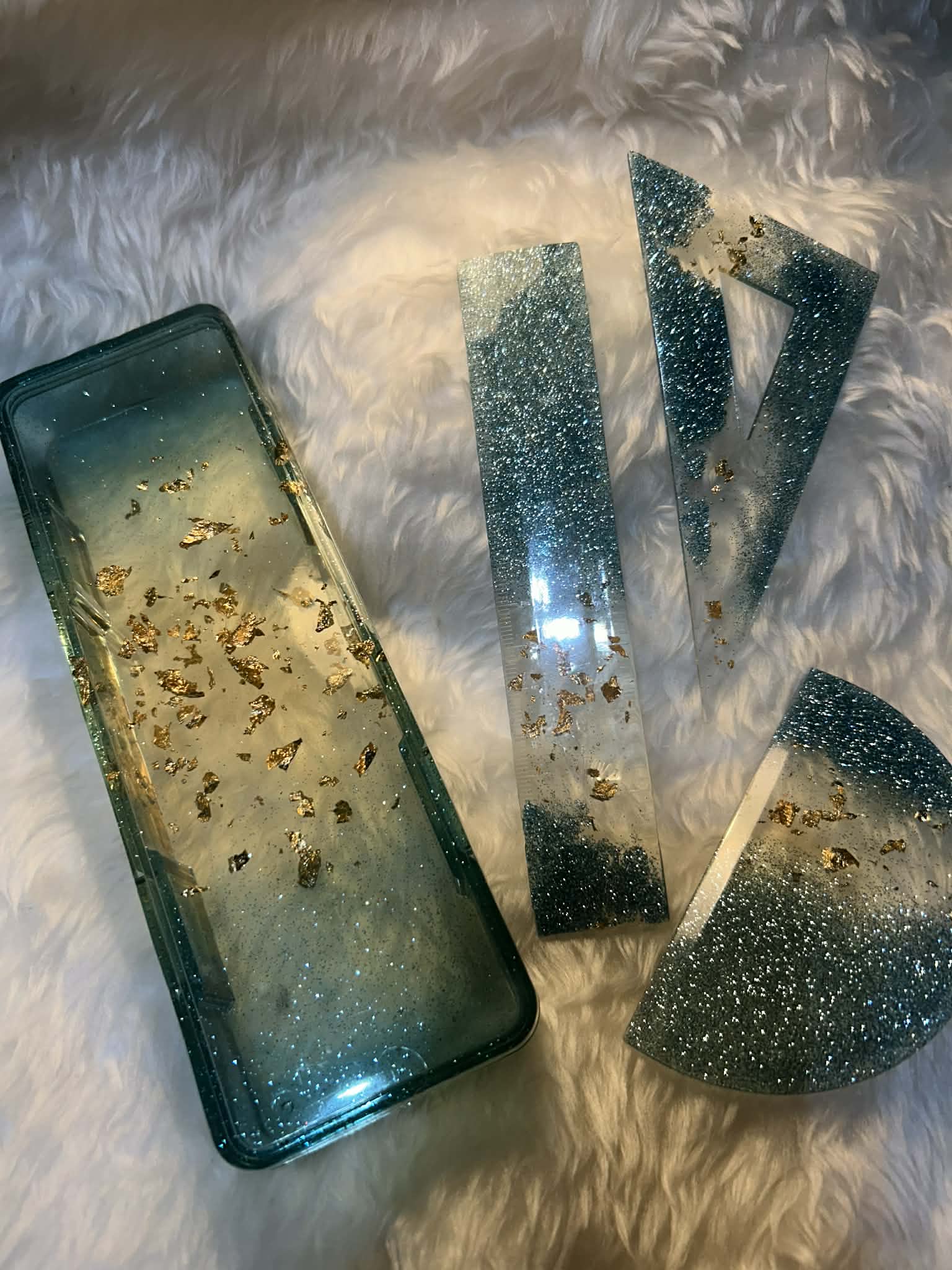 Handmade Resin Pencil Box & Geometry Set
