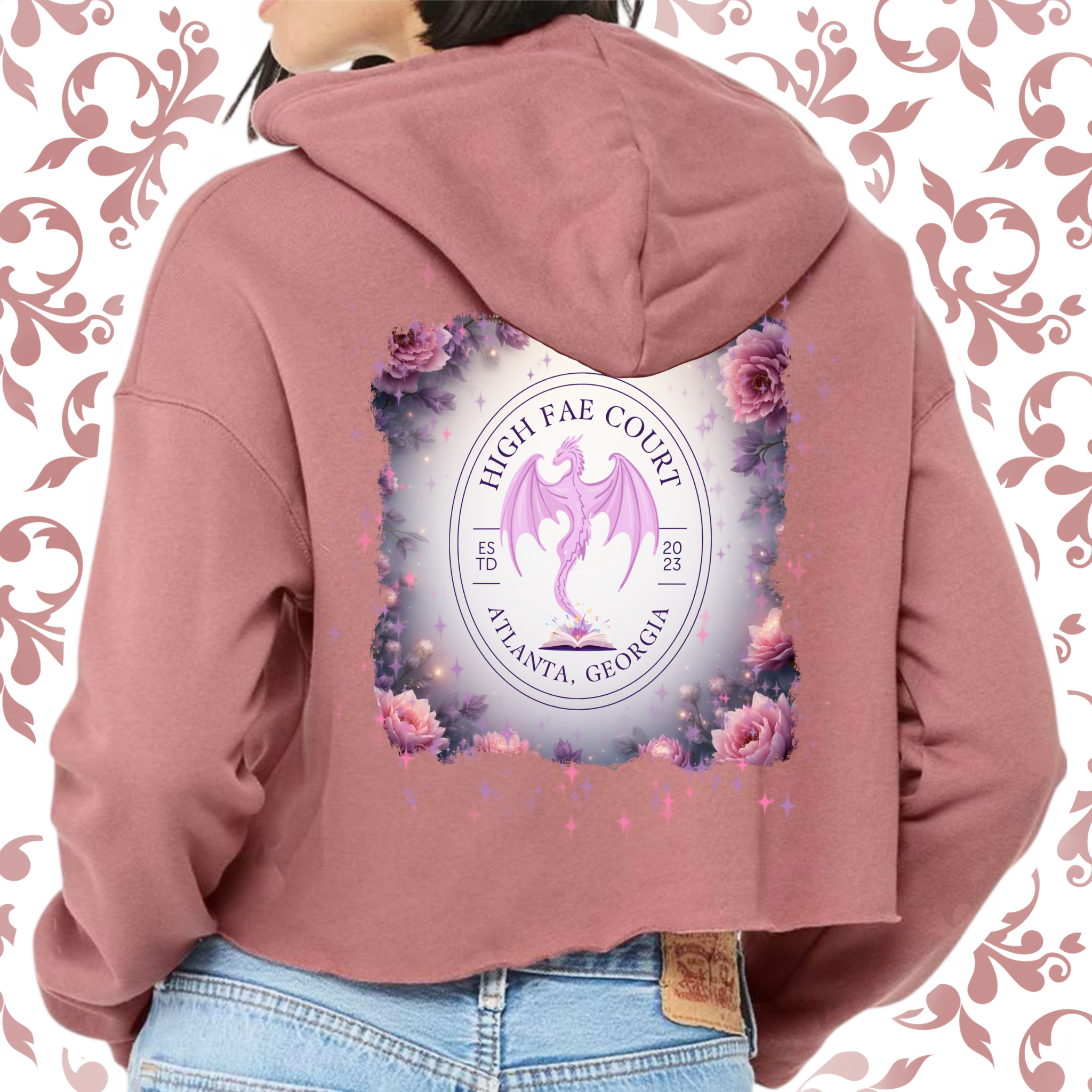 Floral Pressed Penny: Adult Cropped Hoodie (Bella+Canvas)