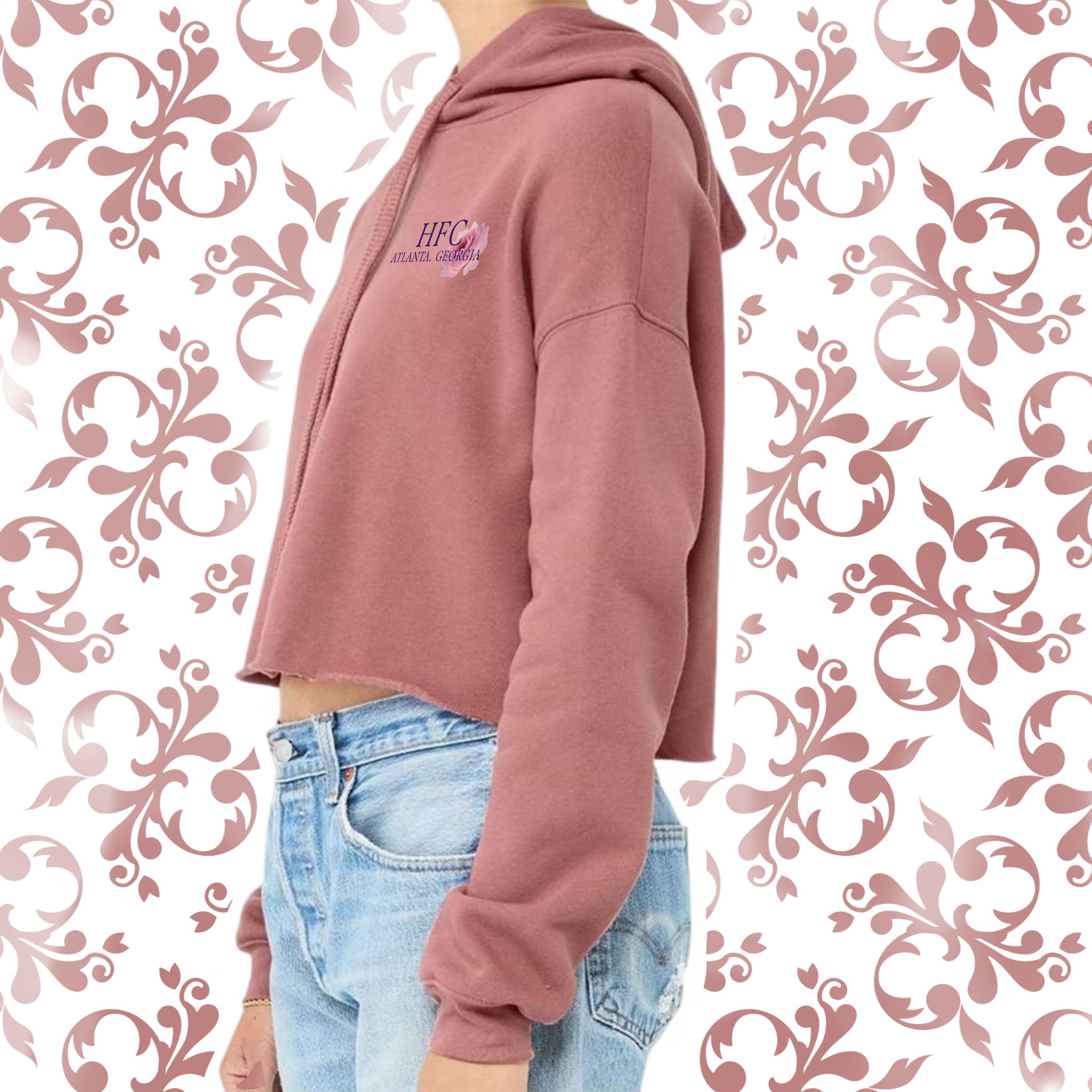 Floral Pressed Penny: Adult Cropped Hoodie (Bella+Canvas)