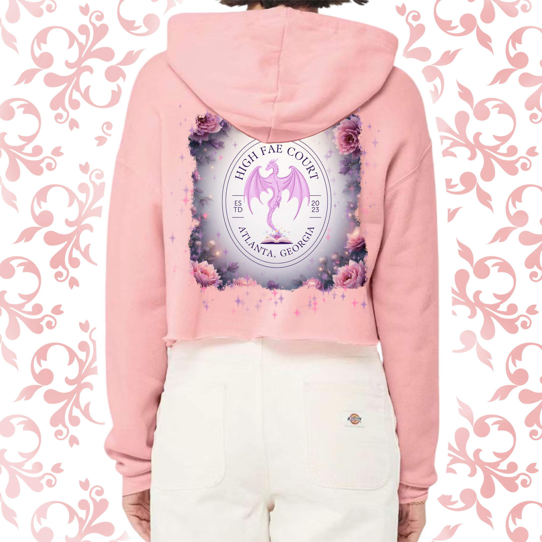 Floral Pressed Penny: Adult Cropped Hoodie (Bella+Canvas)