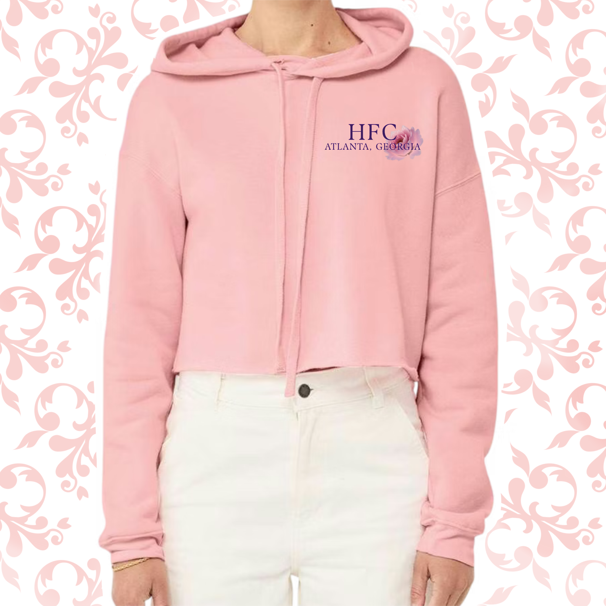 Floral Pressed Penny: Adult Cropped Hoodie (Bella+Canvas)