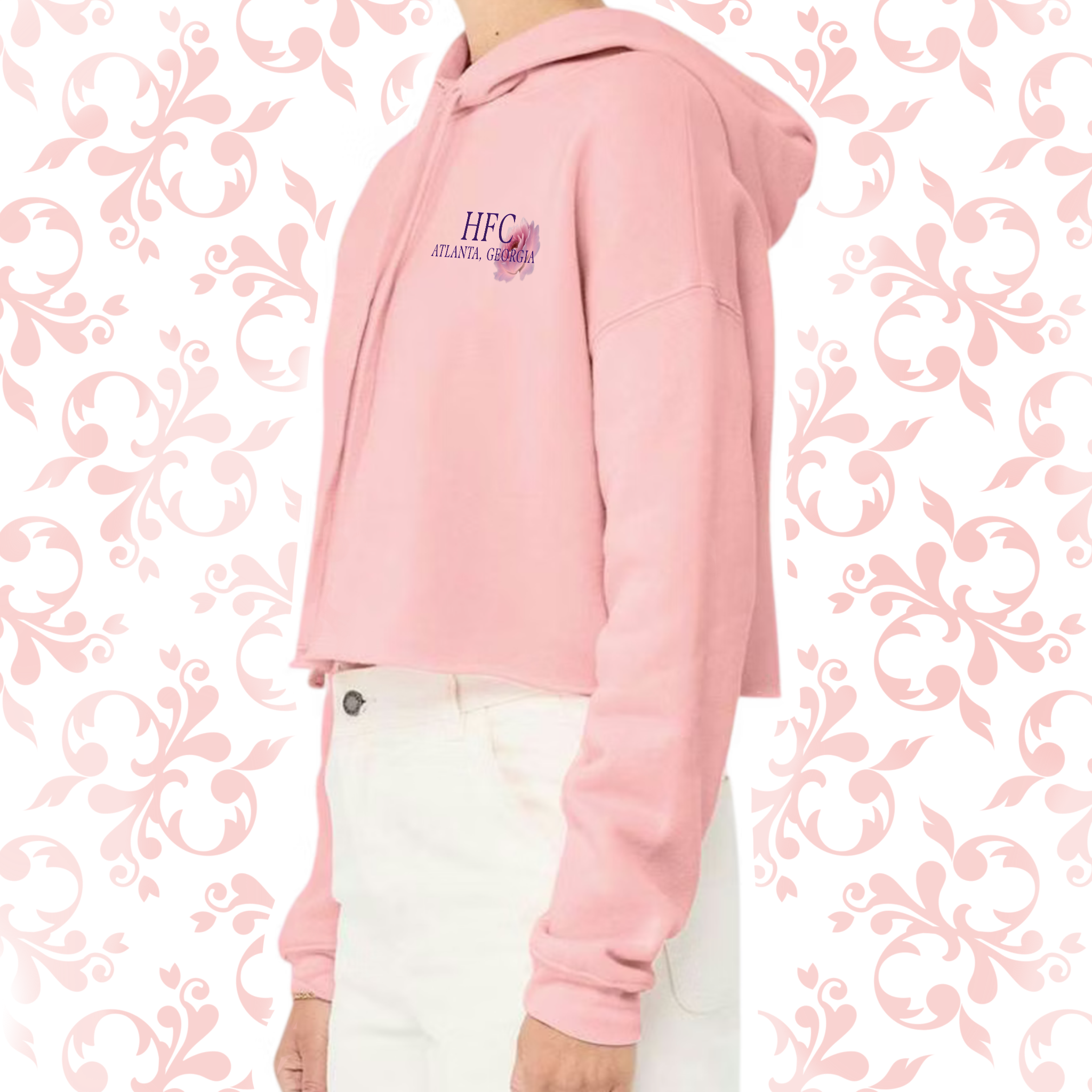 Floral Pressed Penny: Adult Cropped Hoodie (Bella+Canvas)