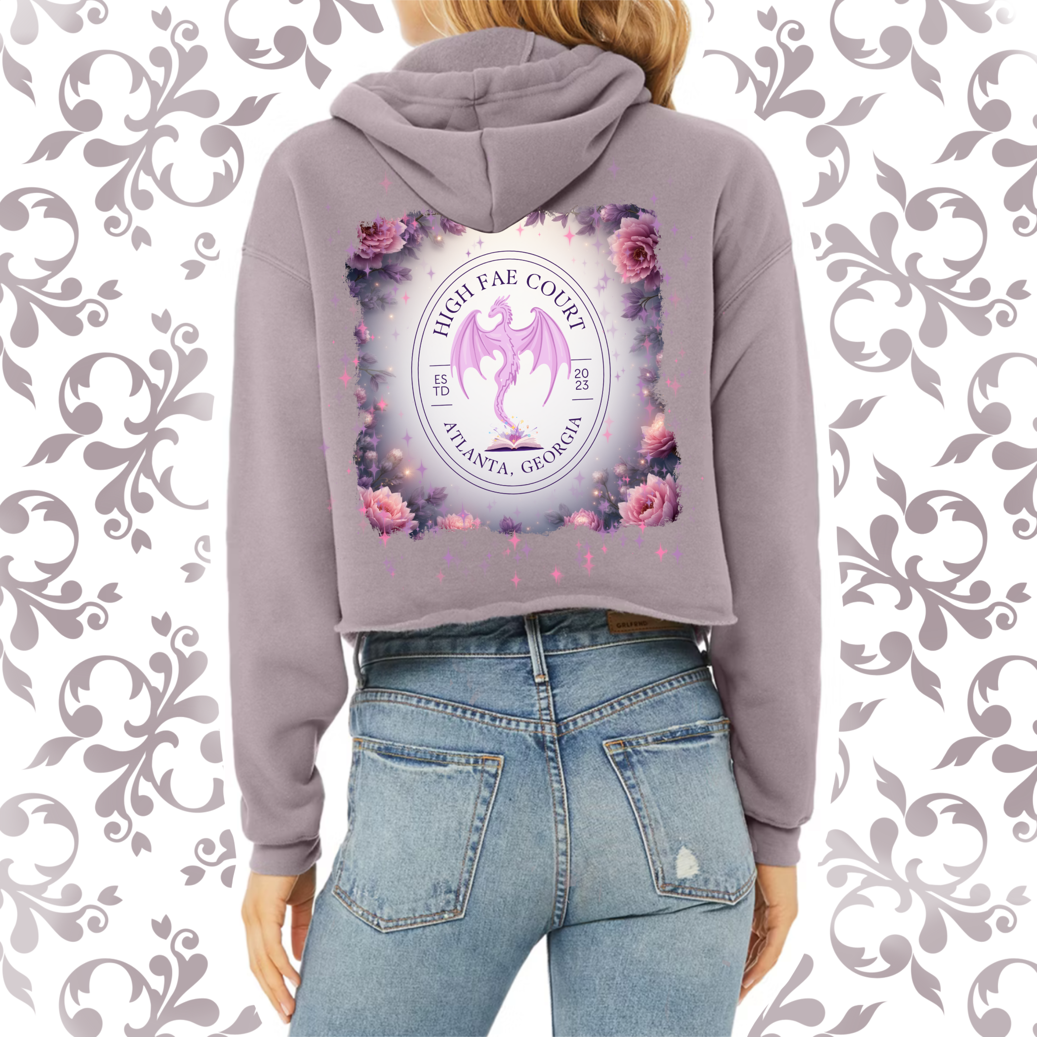 Floral Pressed Penny: Adult Cropped Hoodie (Bella+Canvas)