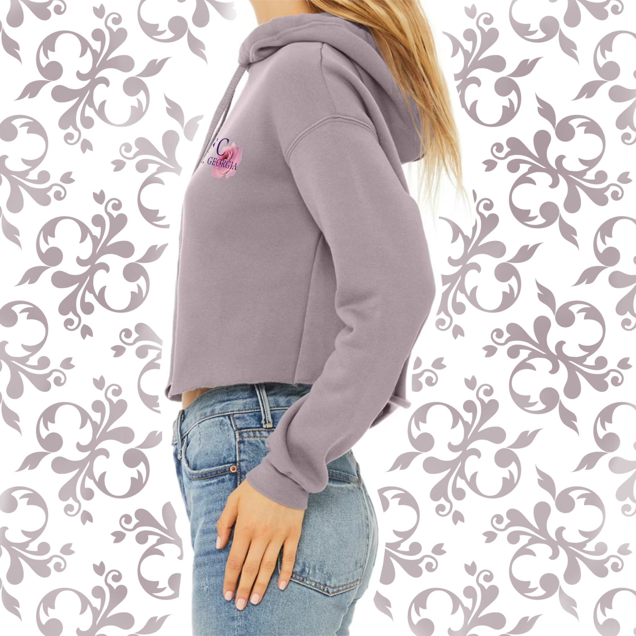 Floral Pressed Penny: Adult Cropped Hoodie (Bella+Canvas)