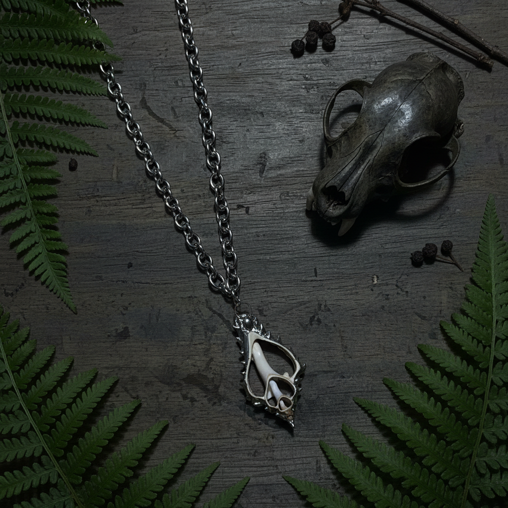 Hand-Forged Spiked Shell Statement Pendant Necklace
