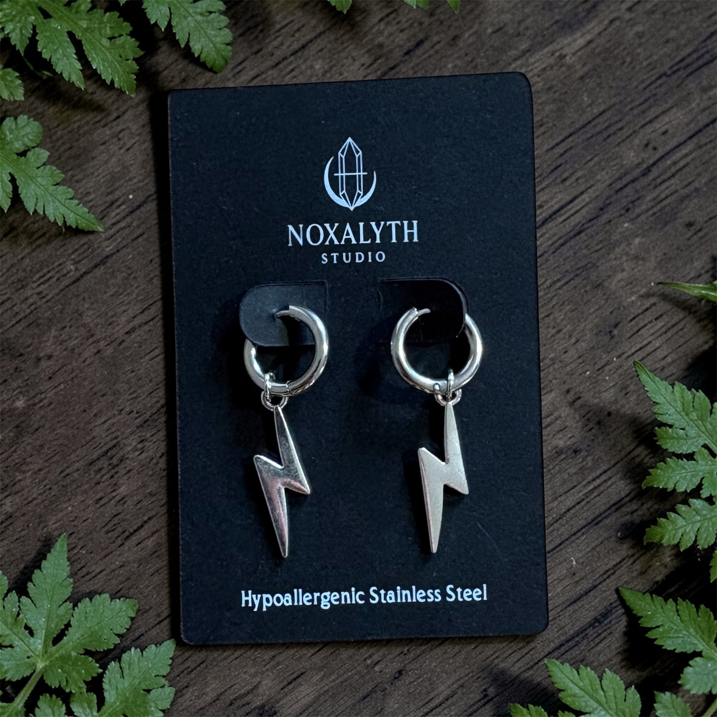 Hoop Earrings Silver Stainless Steel –  Lightning Bolts