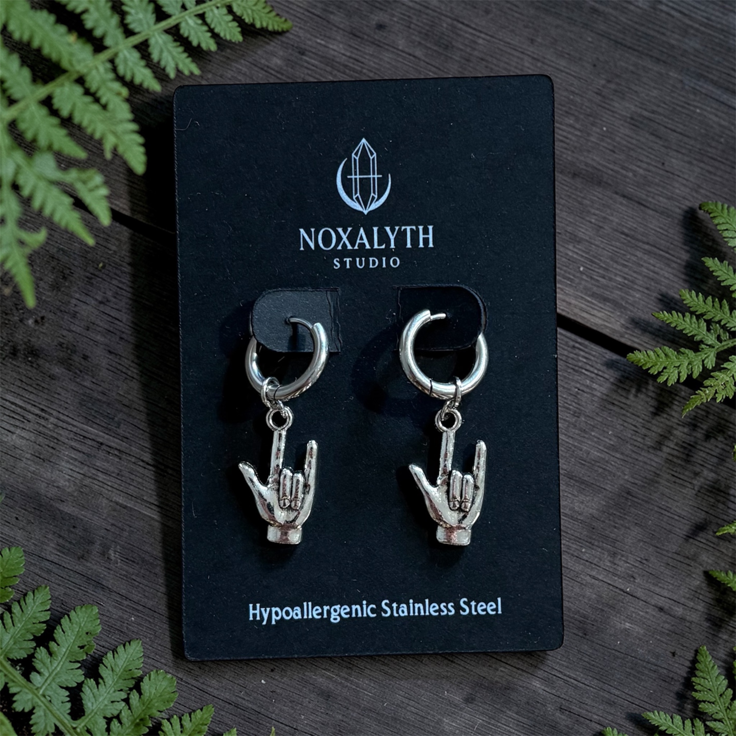 Hoop Earrings Silver Stainless Steel –Rock Hands