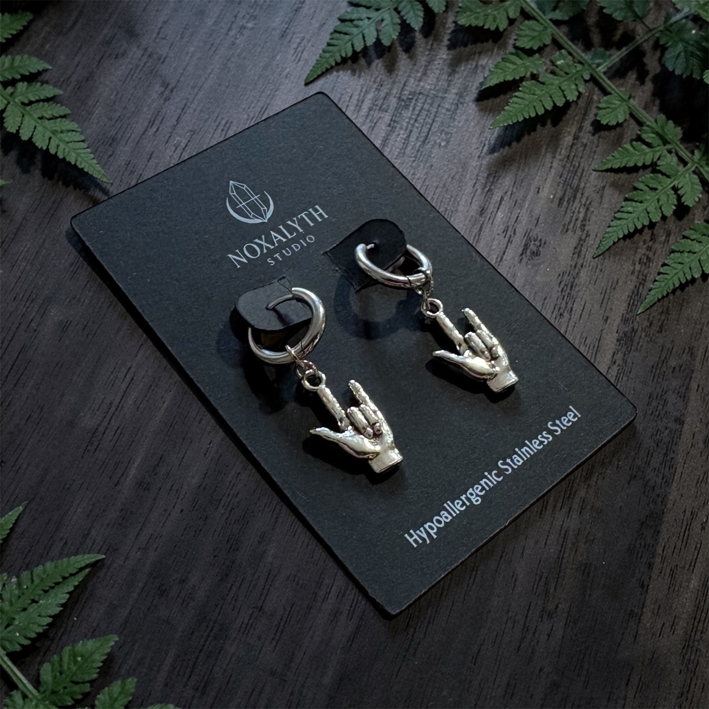 Hoop Earrings Silver Stainless Steel –Rock Hands