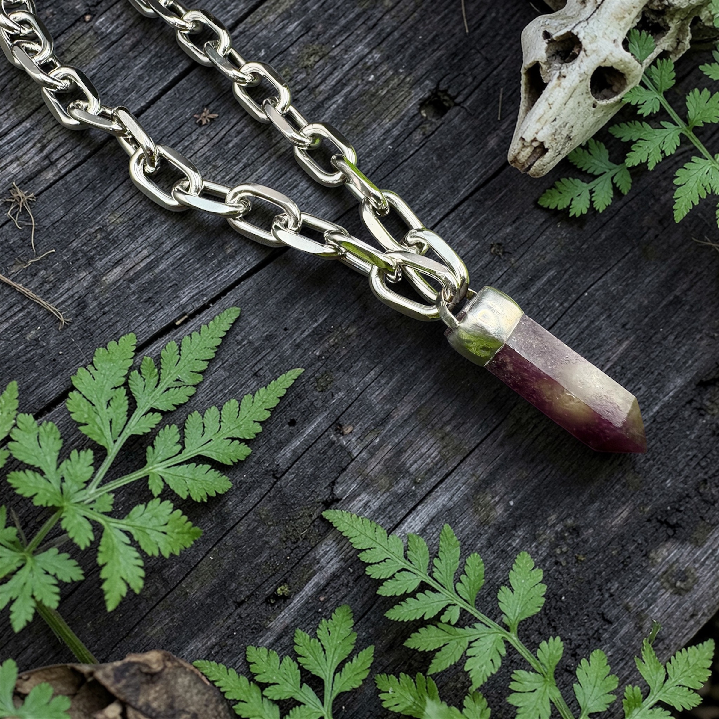 Amethyst Crystal Chunky Pendant Necklace