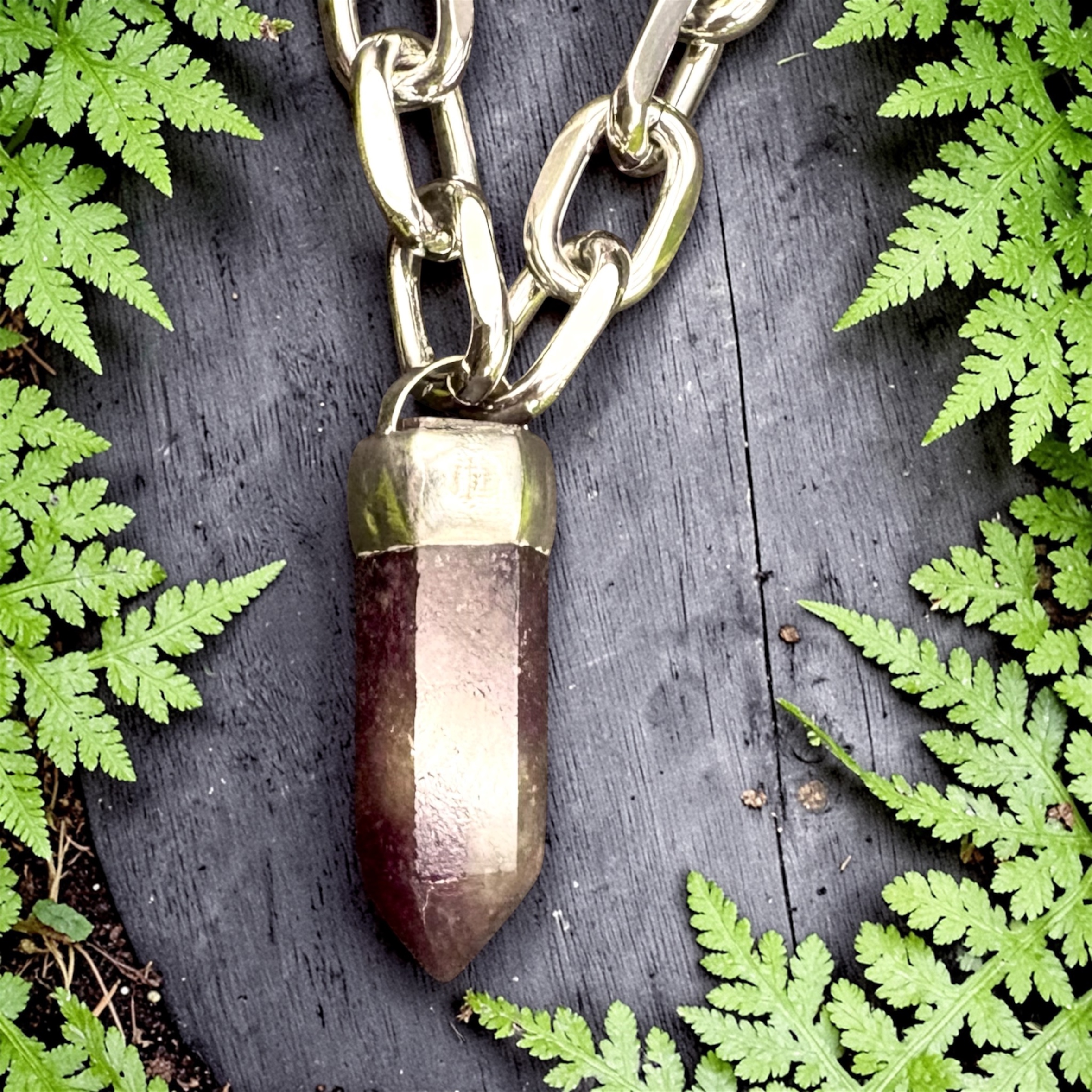 Amethyst Crystal Chunky Pendant Necklace