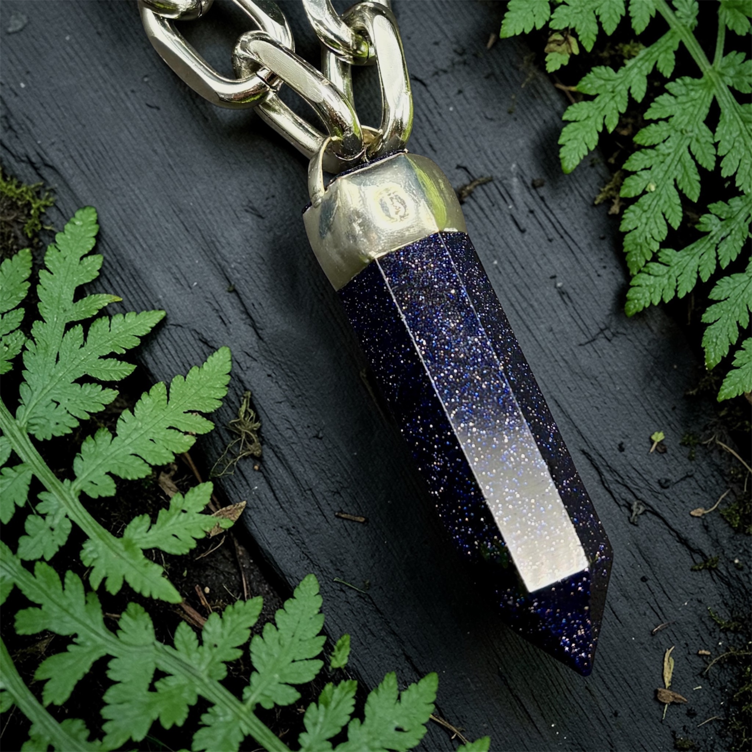 Blue Sandstone Chunky Crystal Pendant Necklace
