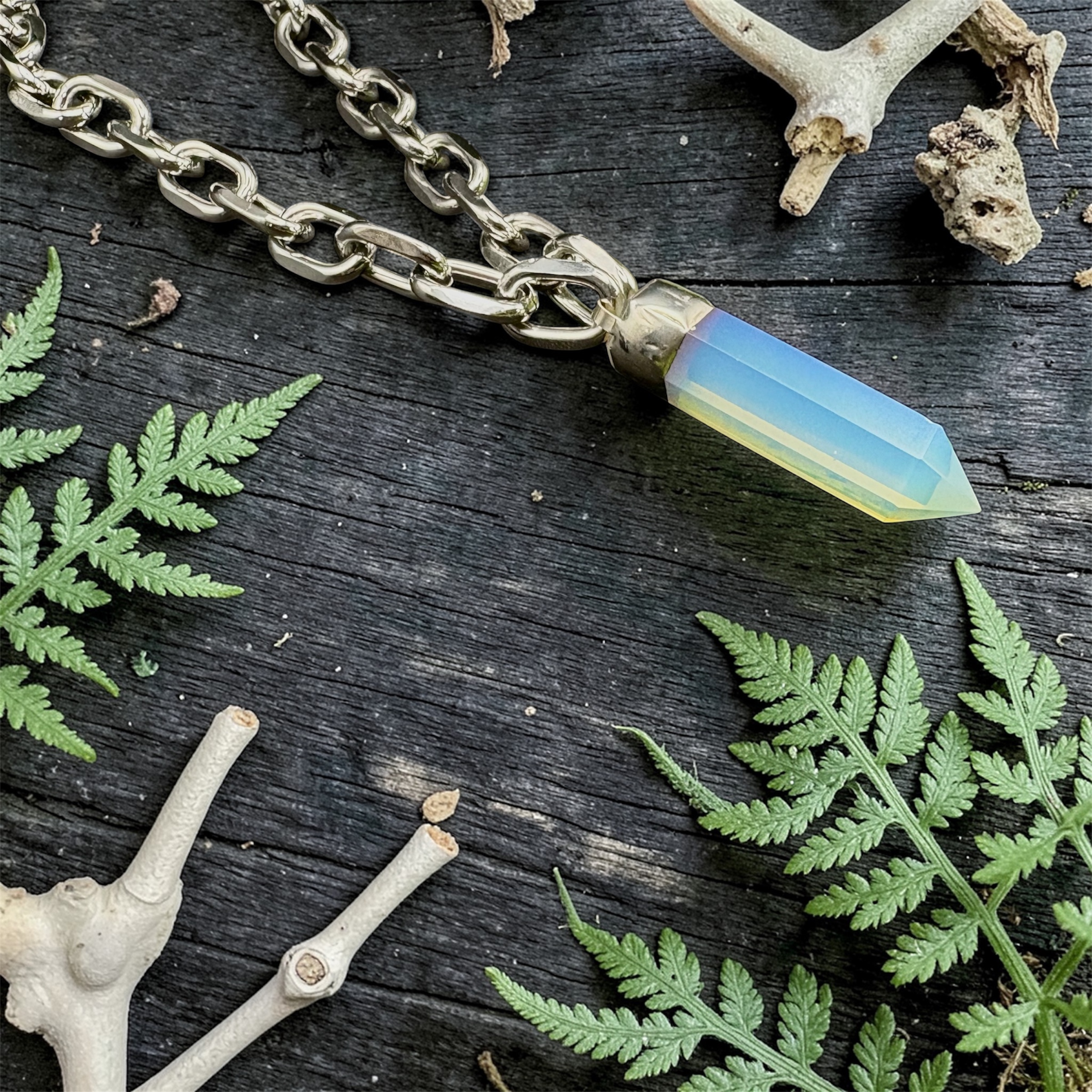 Opalite Chunky Chain Pendant Necklace