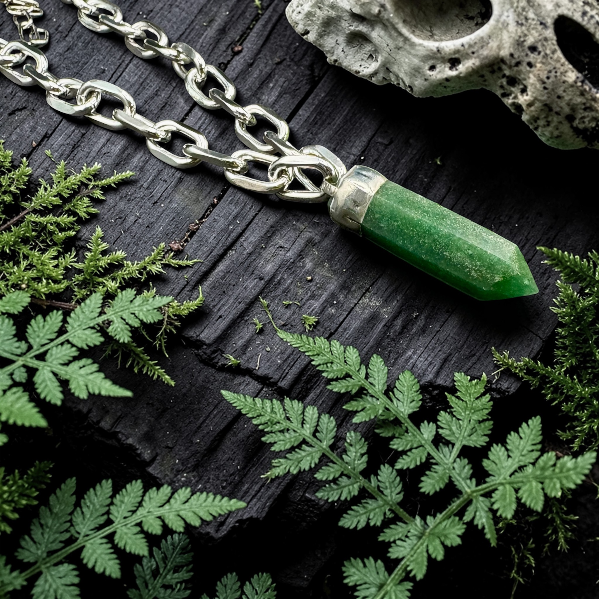 Green Aventurine Chunky Crystal Pendant Necklace
