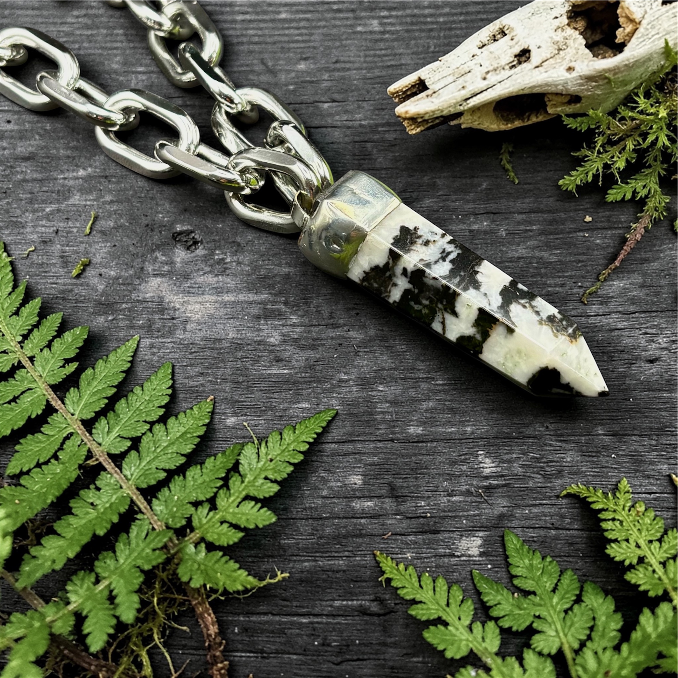 Witchy Zebra Jasper Chunky Crystal Pendant Necklace