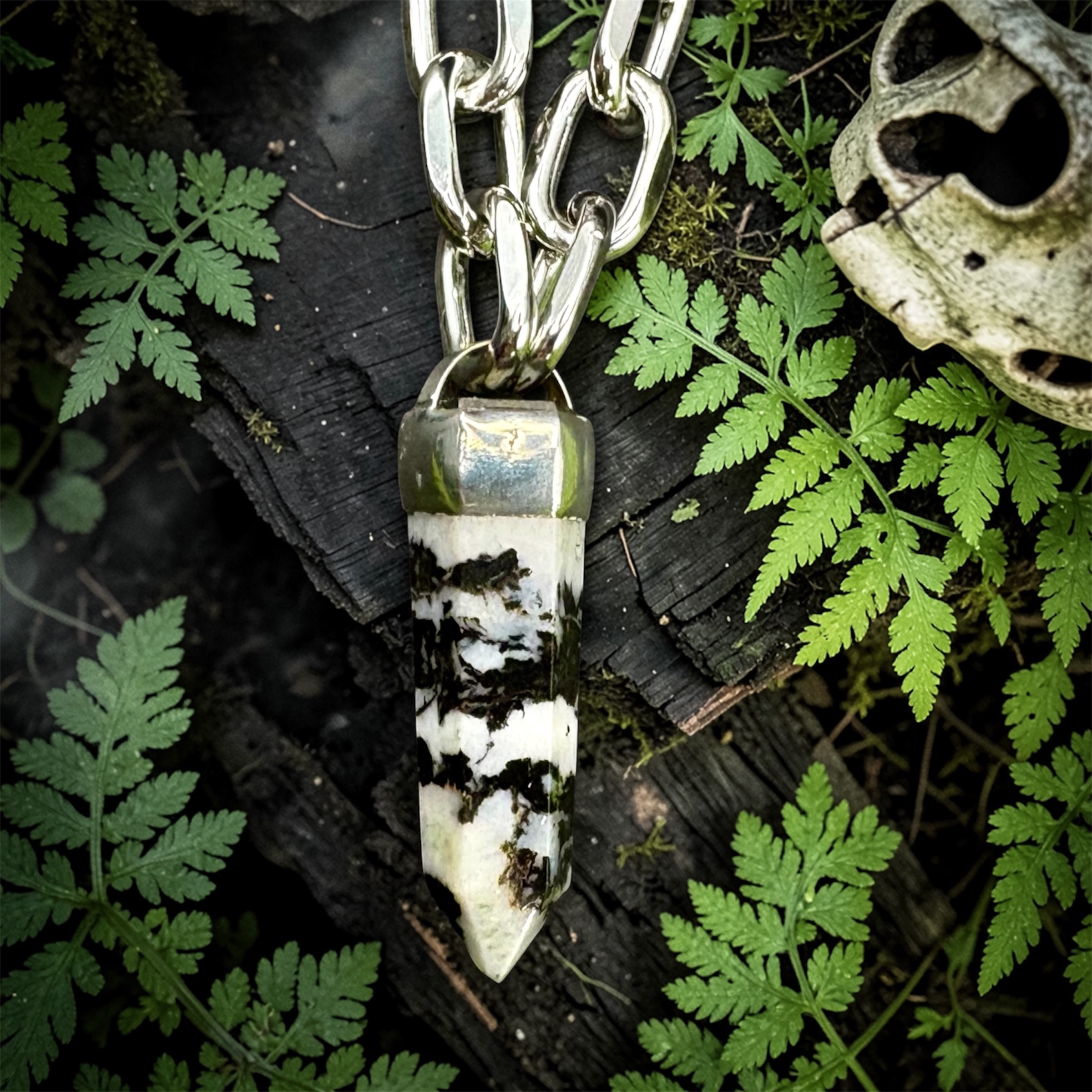 Witchy Zebra Jasper Chunky Crystal Pendant Necklace