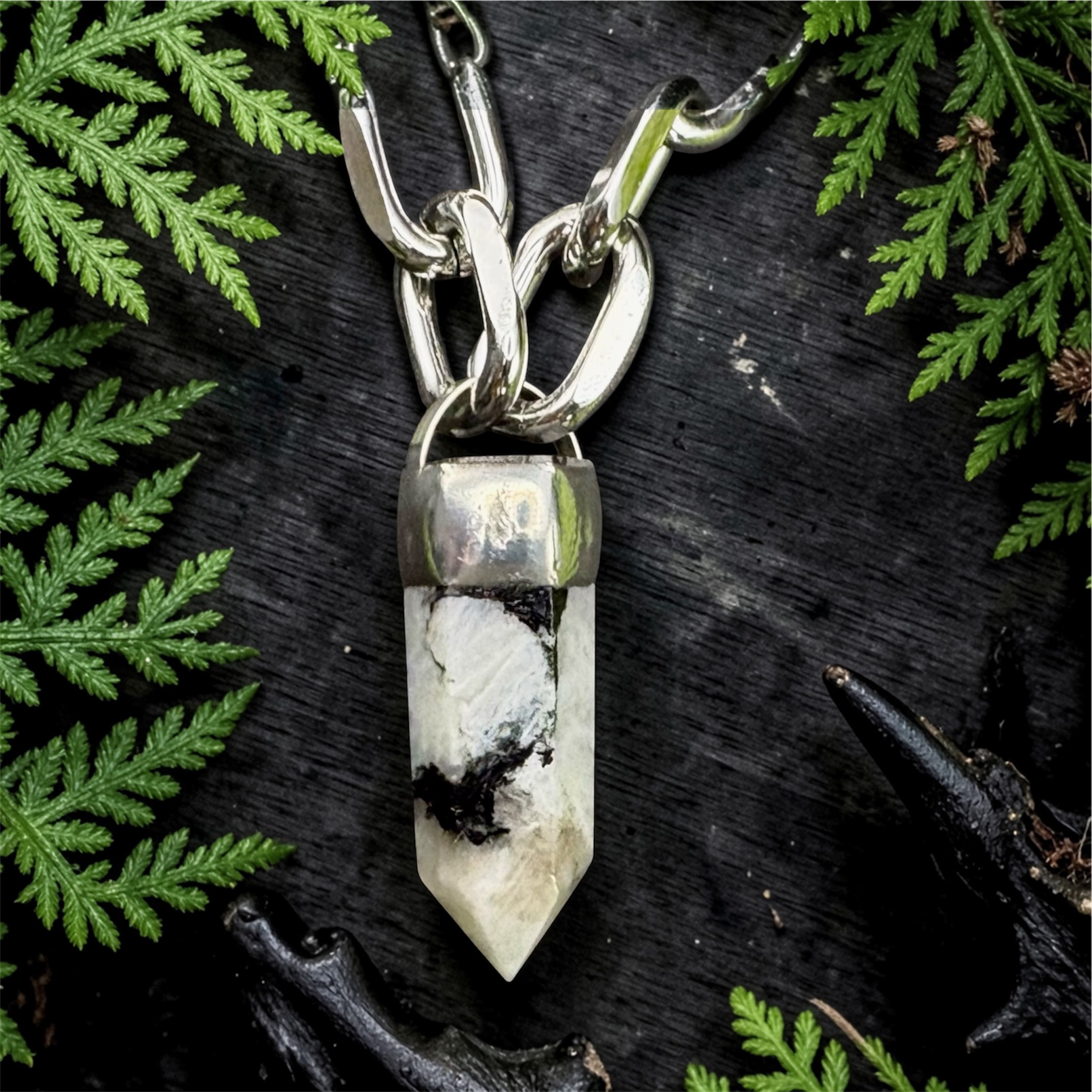 Witchy Moonstone Chunky Crystal Pendant Necklace
