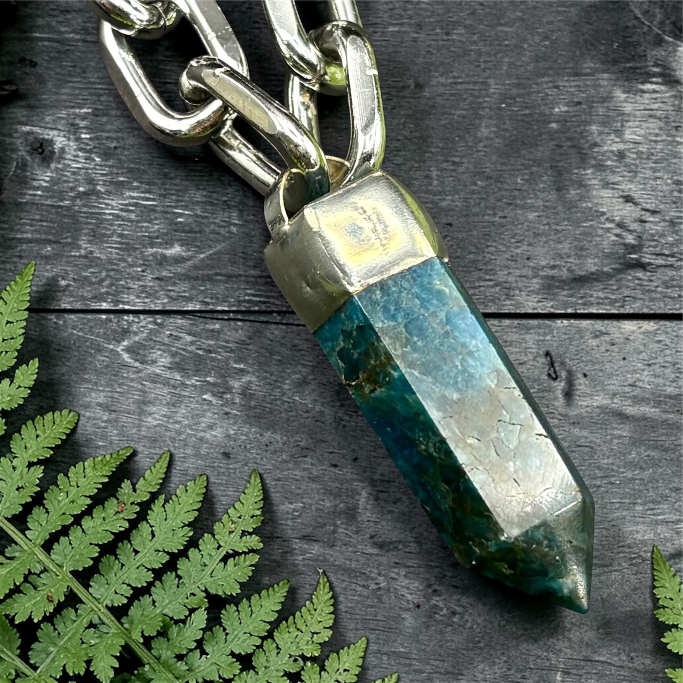 Apatite Chunky Chain Crystal Pendant Necklace