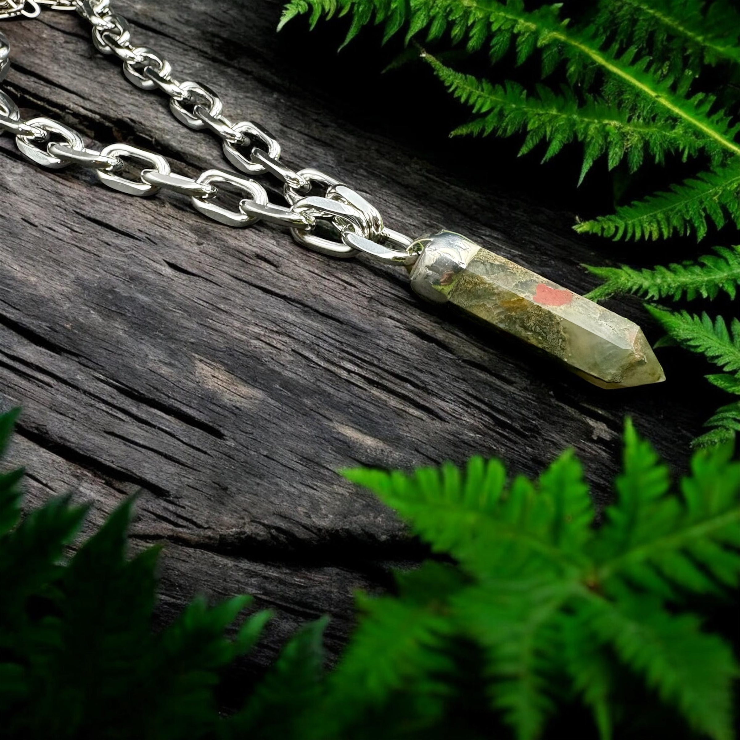 Unakite Chunky Crystal Pendant Necklace