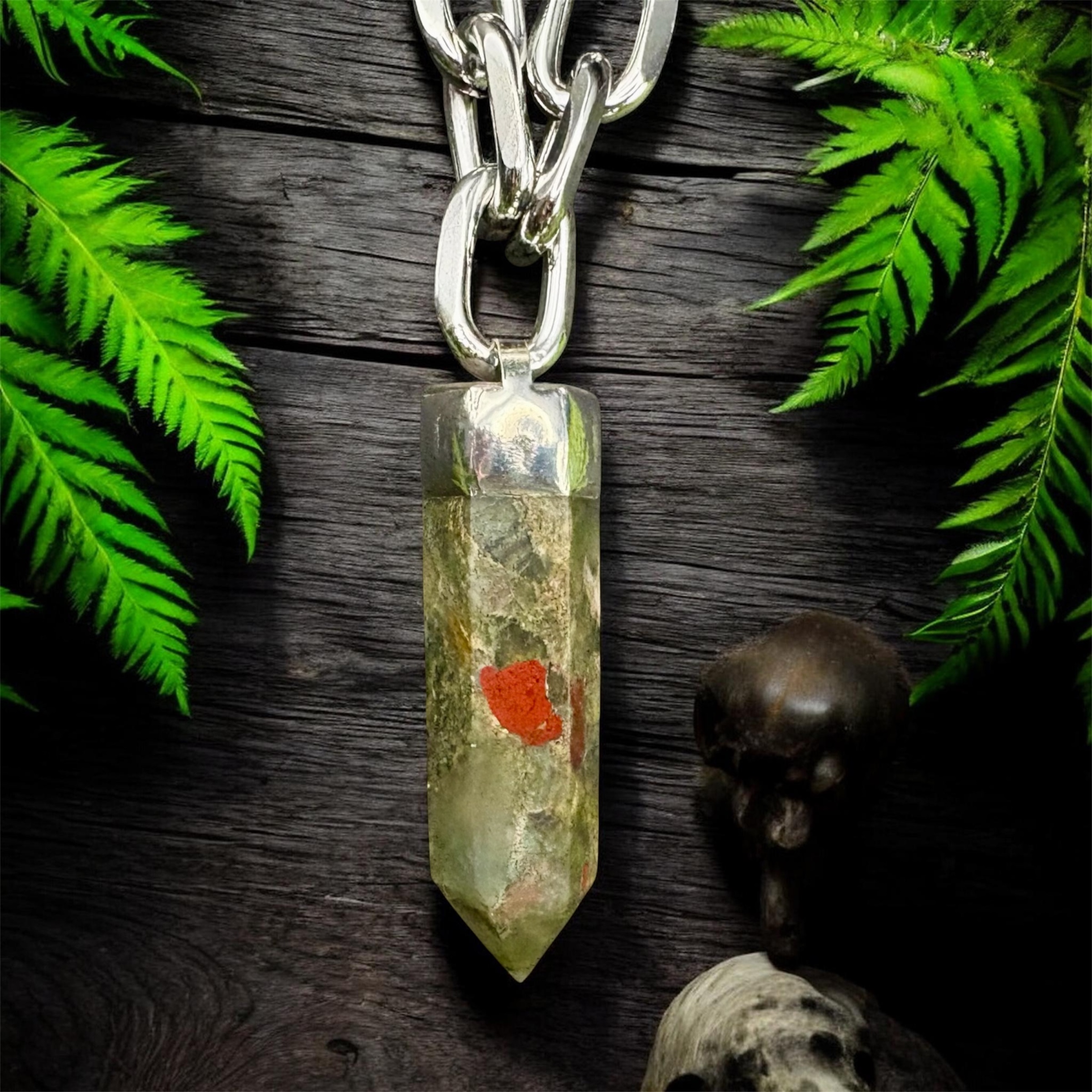 Unakite Chunky Crystal Pendant Necklace