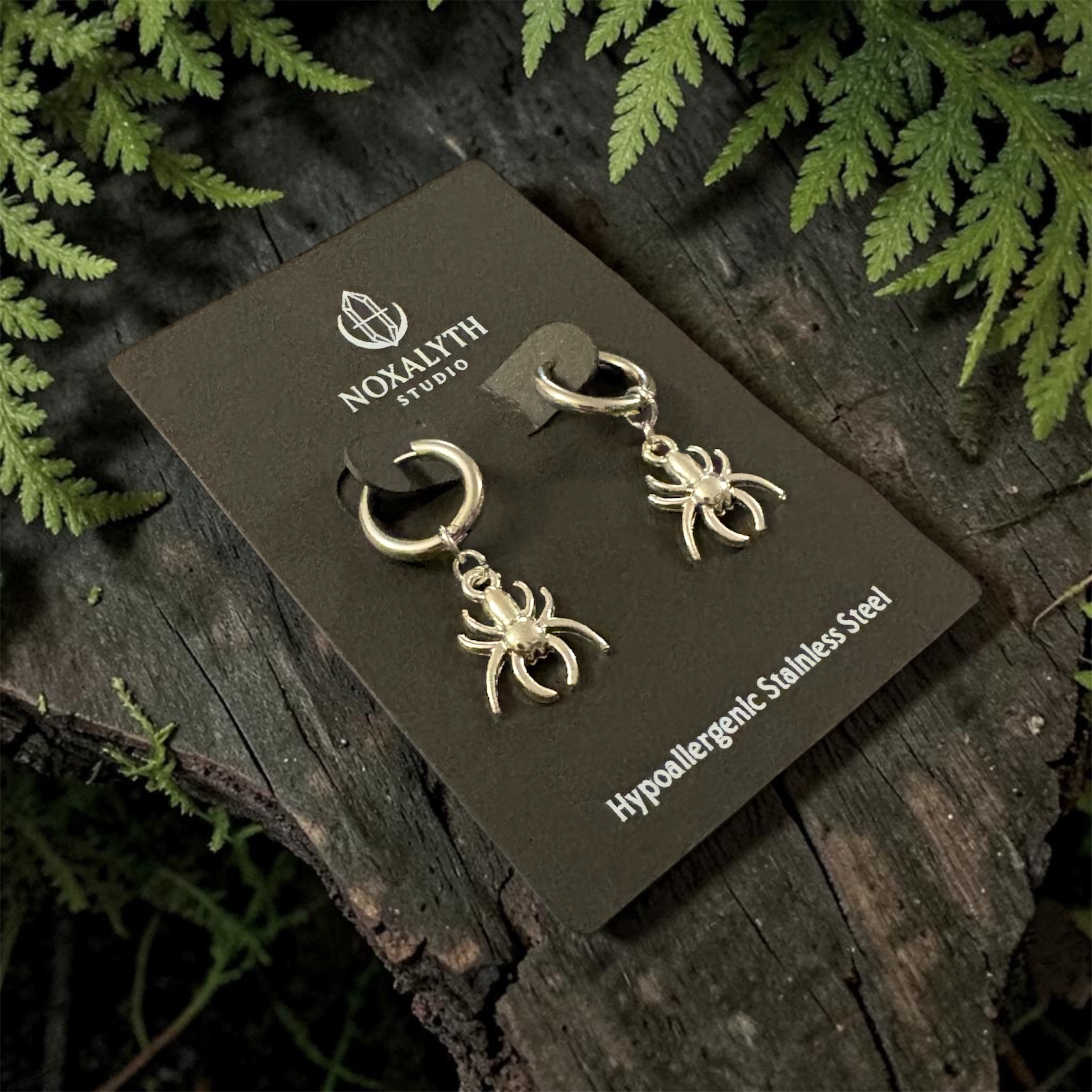 Spider Hoop Earrings Silver Tone – Stainless Steel Gothic Alt Grunge Jewellery