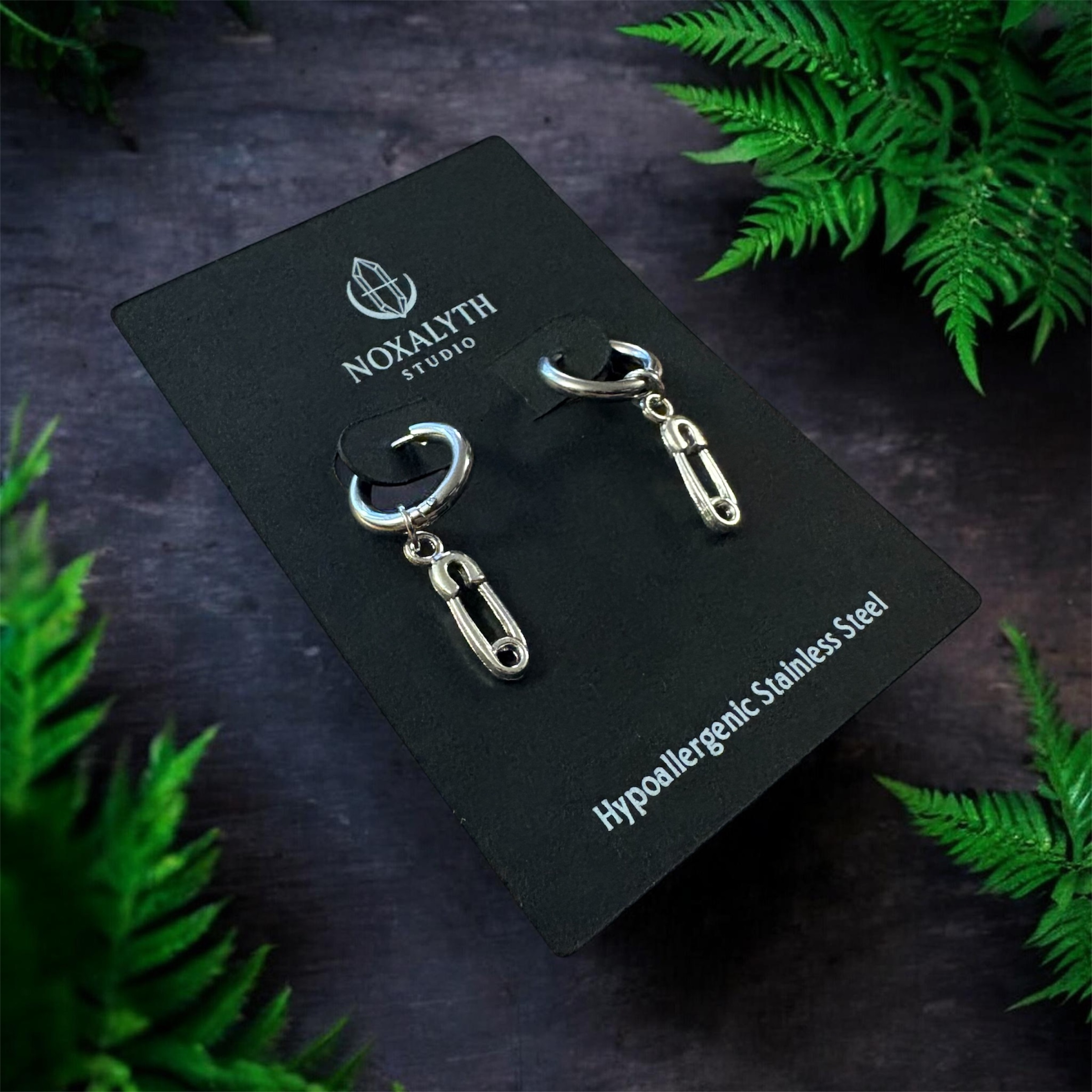 Safety Pin Hoop Earrings Silver Tone – Stainless Steel Gothic Punk Alt Jewellery