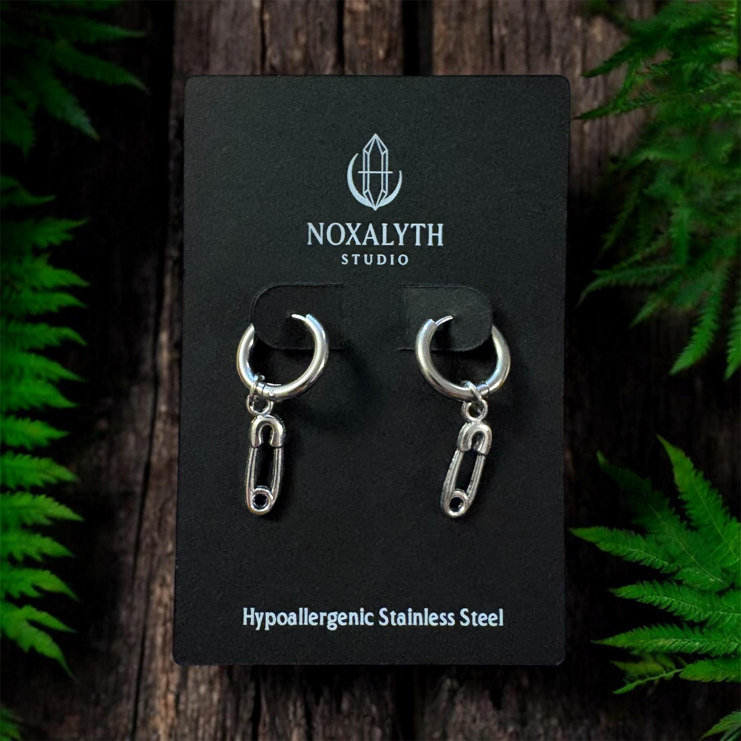 Safety Pin Hoop Earrings Silver Tone – Stainless Steel Gothic Punk Alt Jewellery