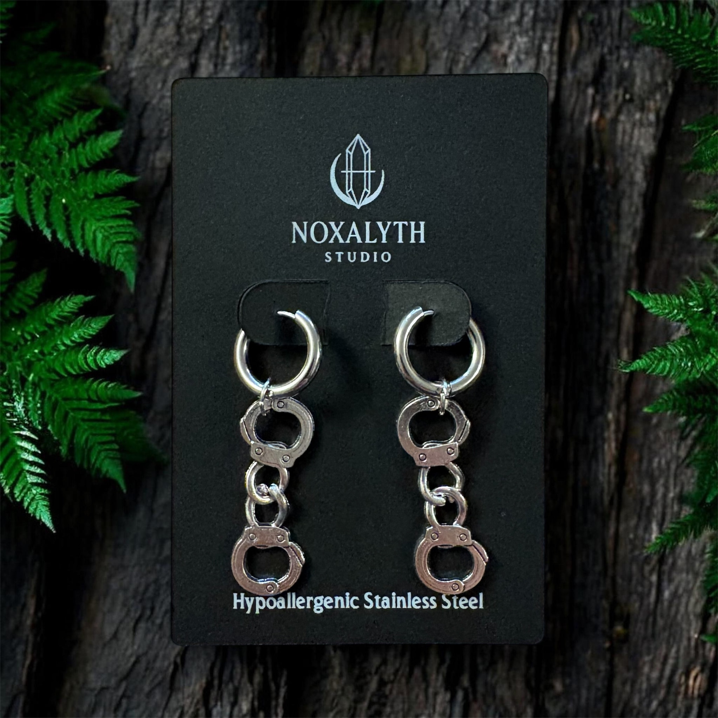 Handcuff Chain Hoop Earrings Silver Tone – Stainless Steel Gothic Alt Grunge Jewellery