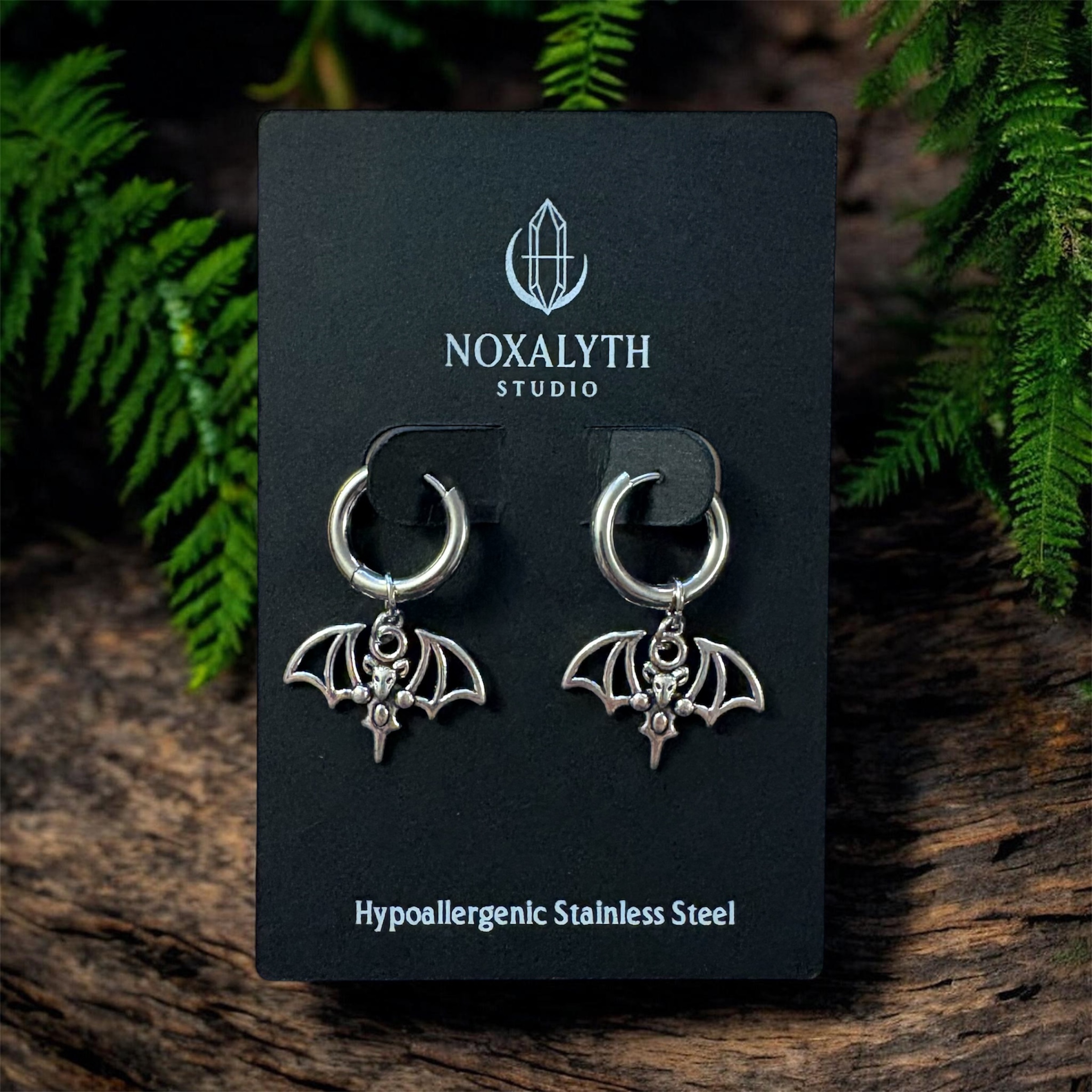 Bat Wide Wing Hoop Earrings Silver Tone – Stainless Steel Gothic Alt Grunge Jewellery