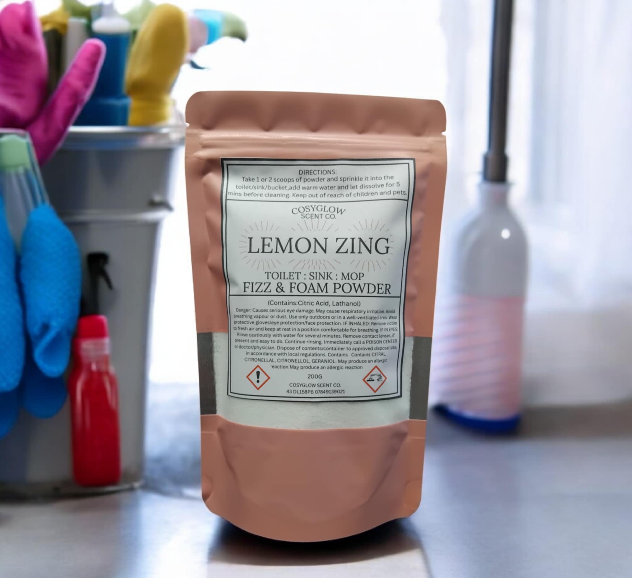 Lemon Zing Mop Toilet Sink Fizz & Foam Powder