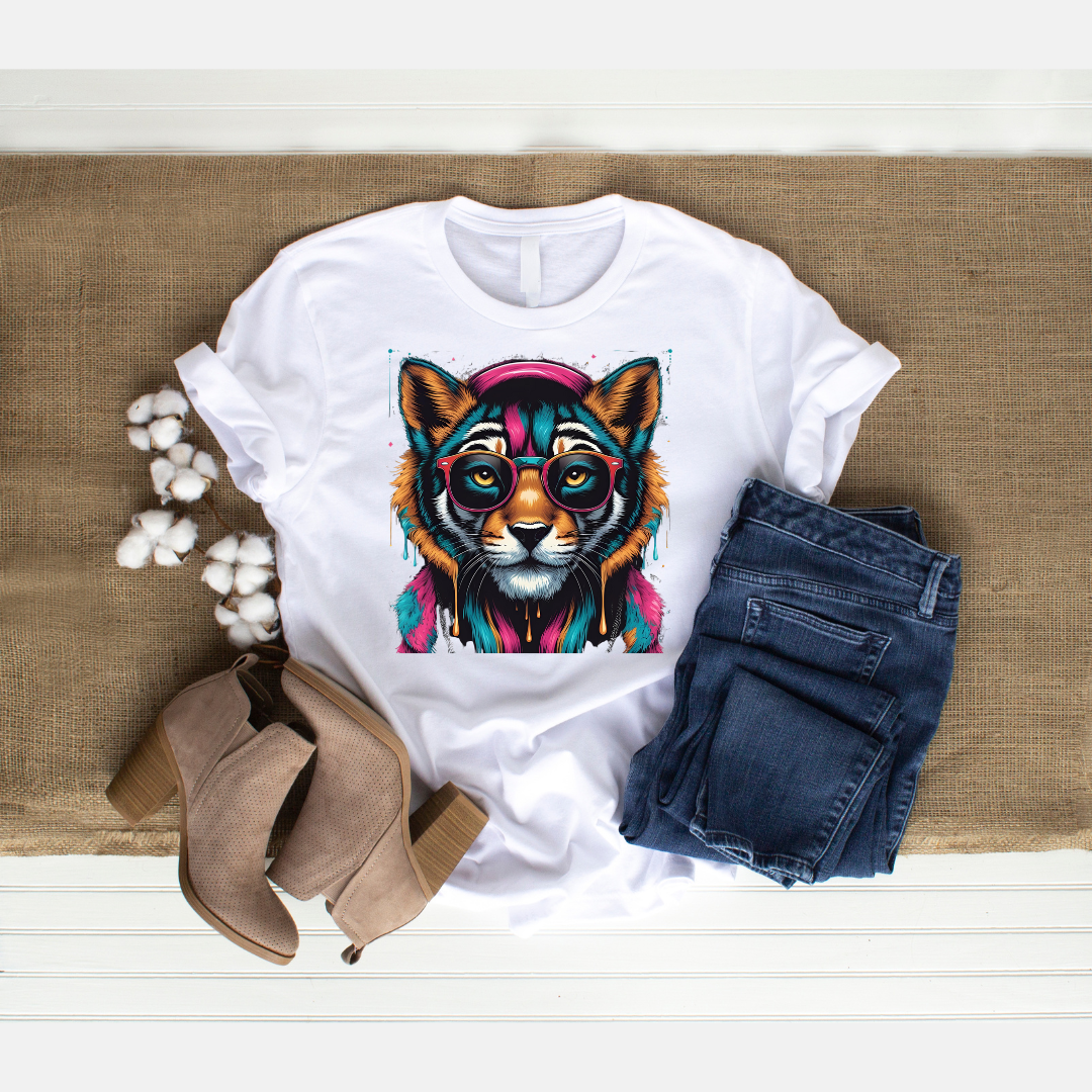 Funky Cat DTF Printed T Shirt – Premium Graphic Tee UK