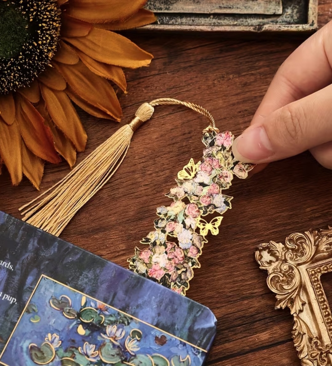 'Pink Roses' Van Gogh Metal Art Bookmark