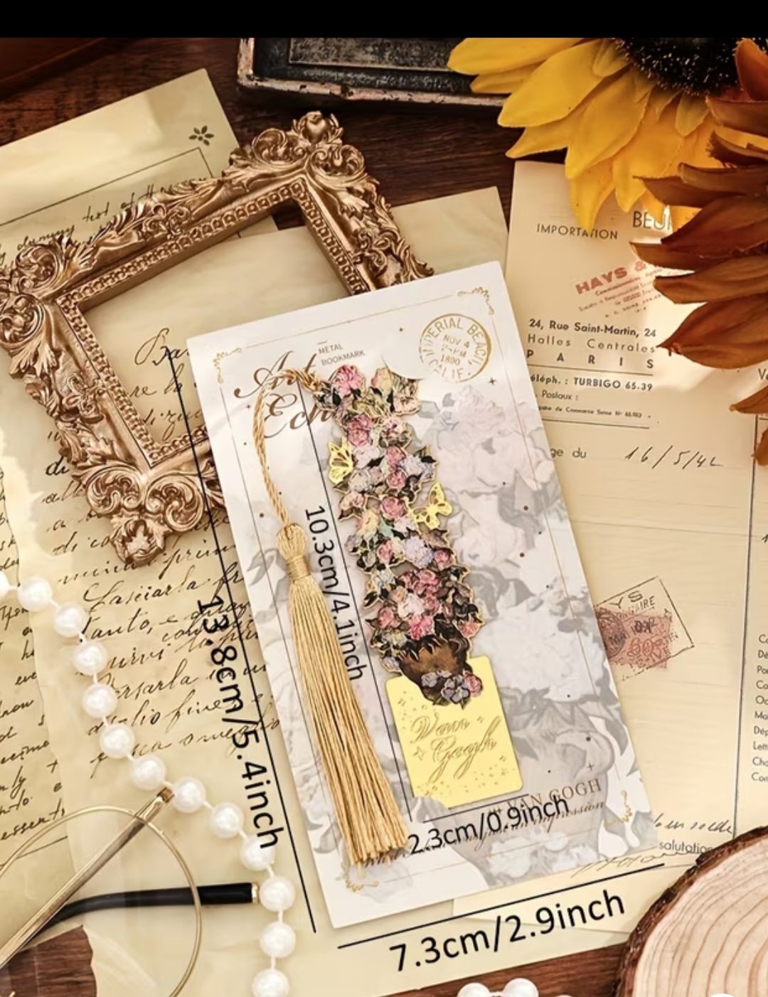 'Pink Roses' Van Gogh Metal Art Bookmark