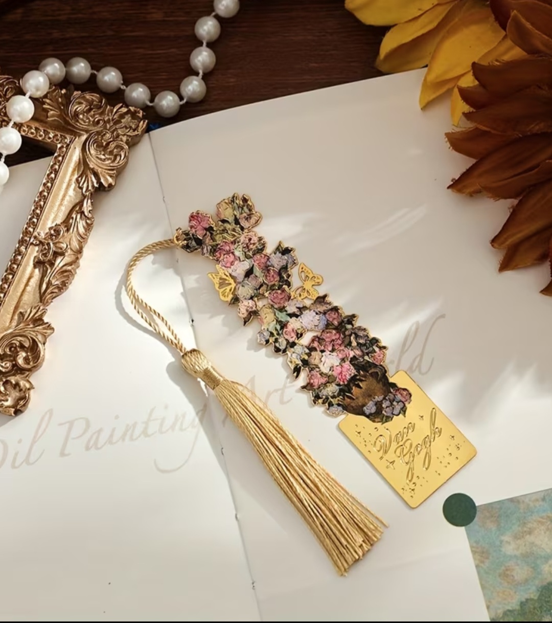 'Pink Roses' Van Gogh Metal Art Bookmark