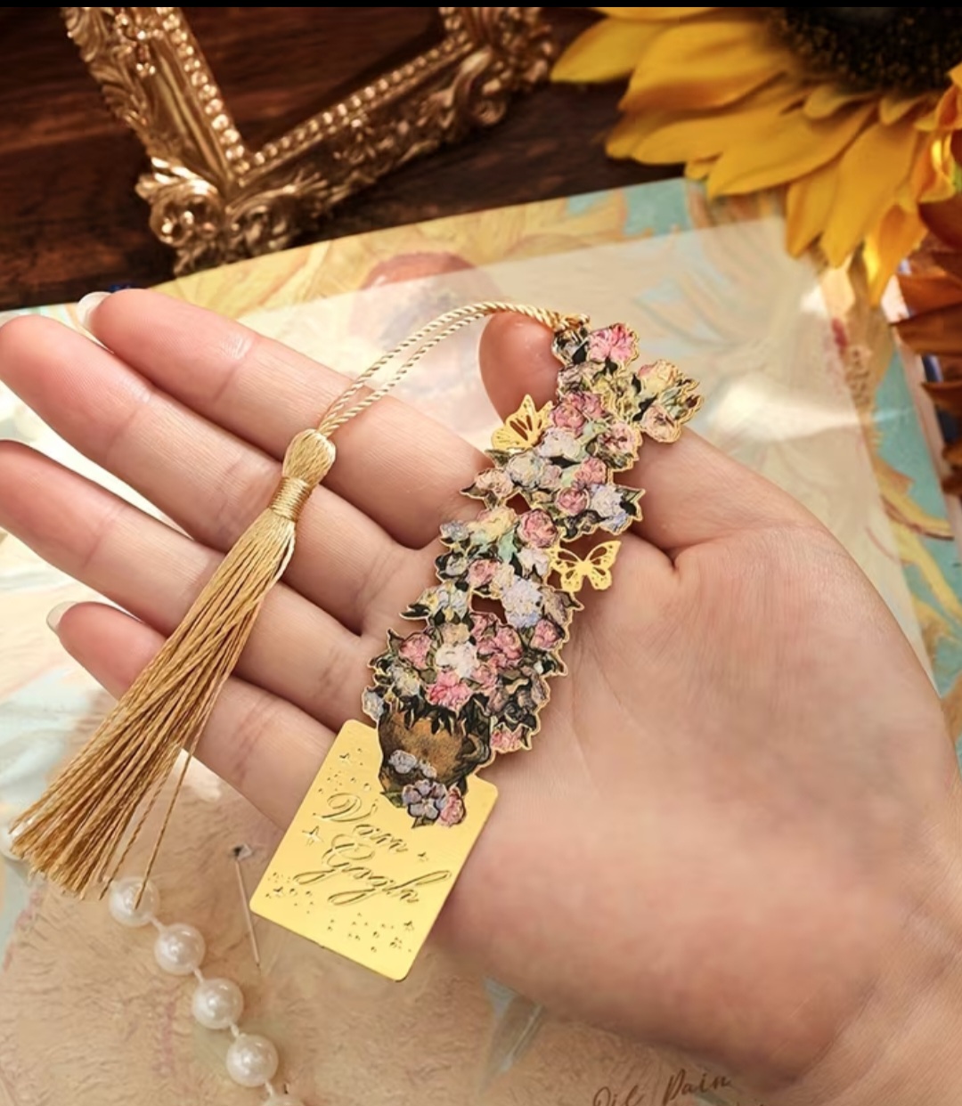 'Pink Roses' Van Gogh Metal Art Bookmark