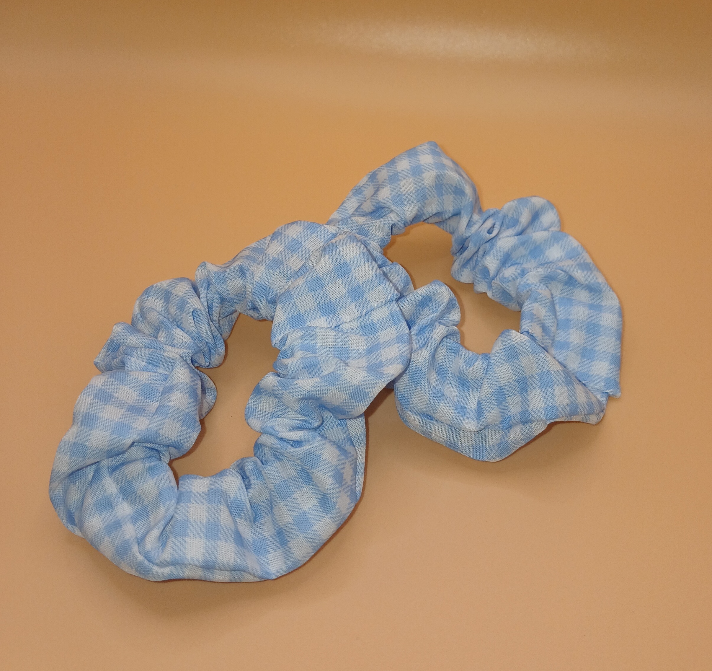 Set of 2 Blue Checkered Small Scrunchies