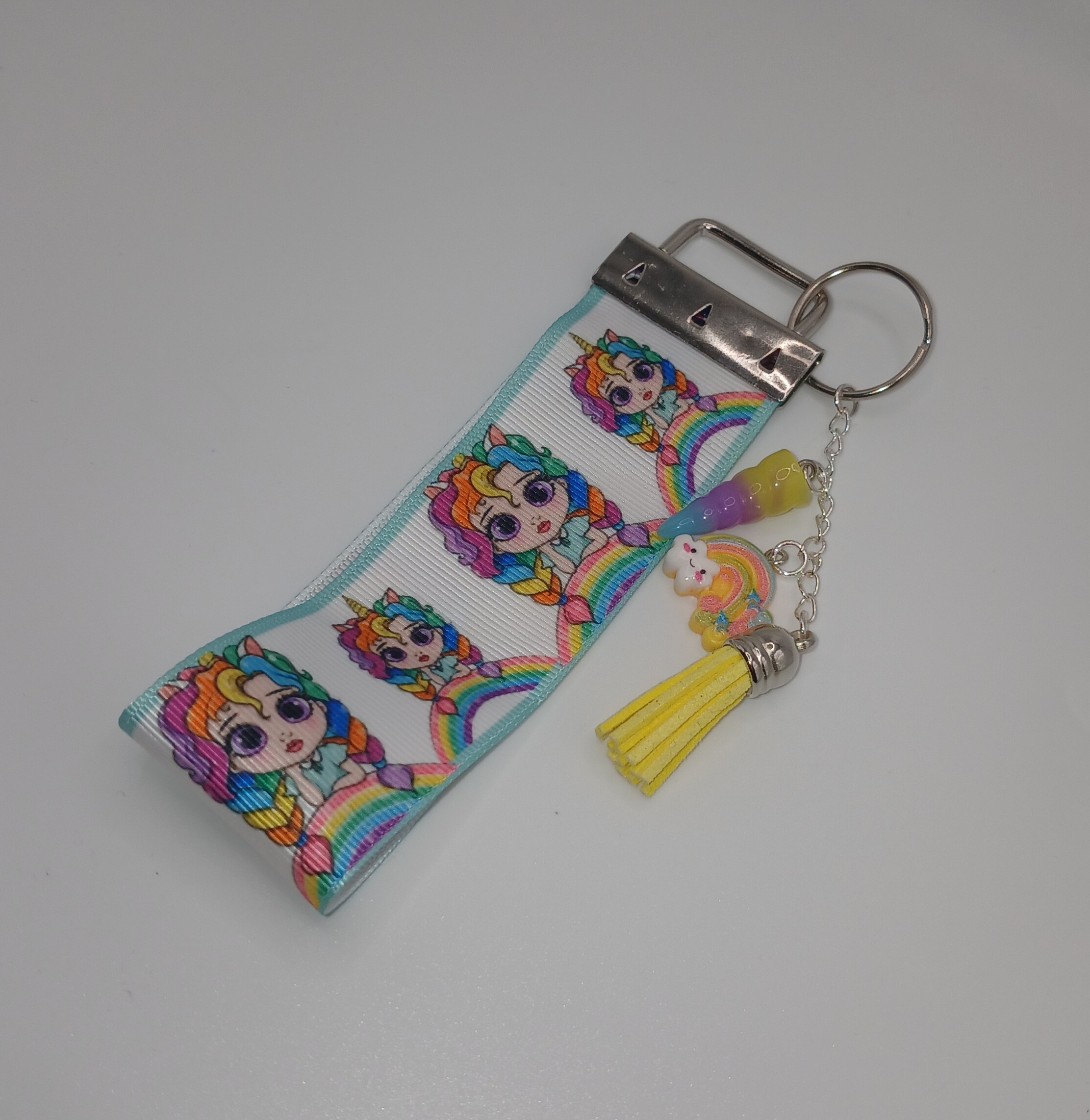 Yellow Rainbow Hair Girl Bag Charm