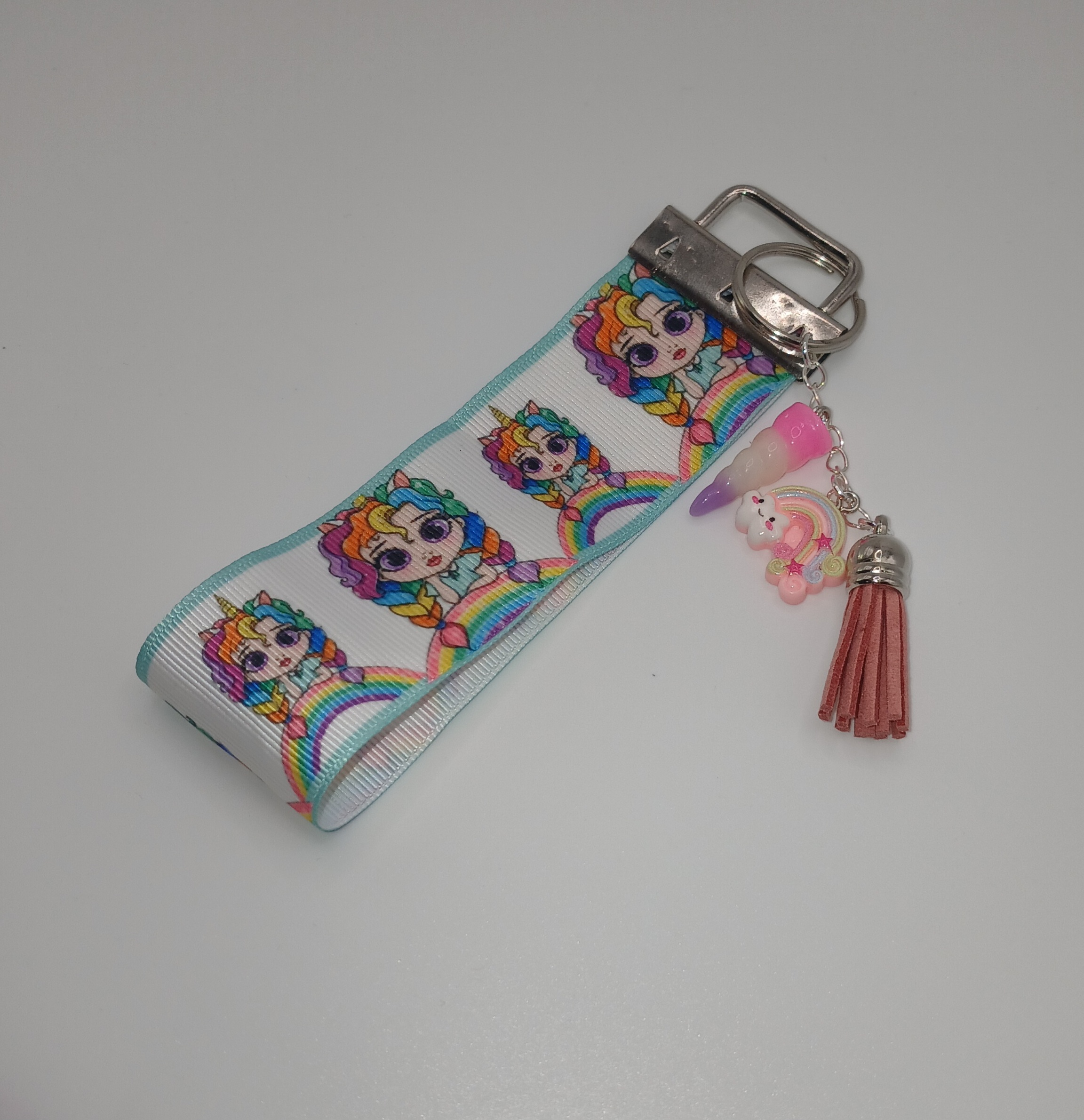 Pink Rainbow Hair Girl Bag Charm