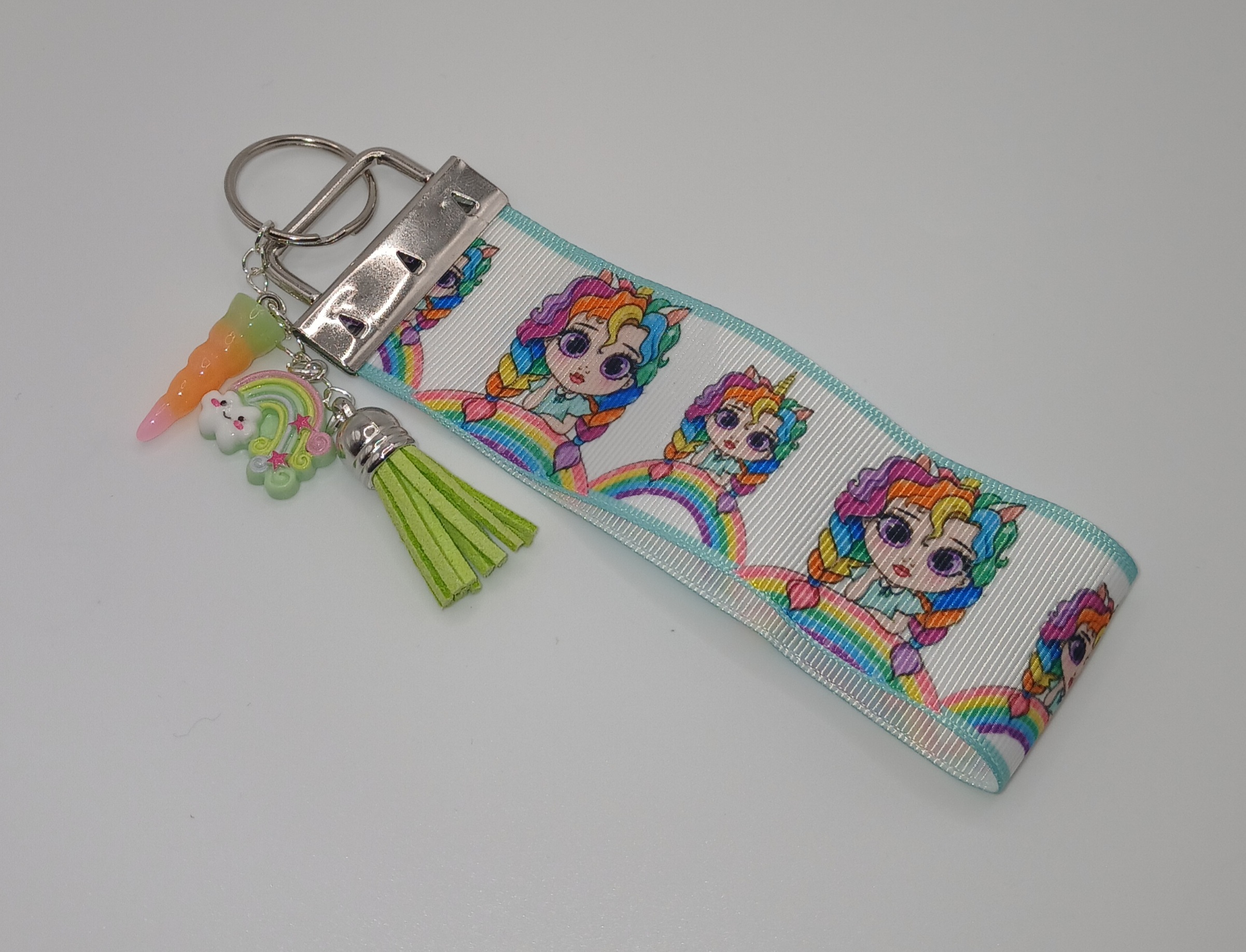 Green Rainbow Hair Girl Bag Charm